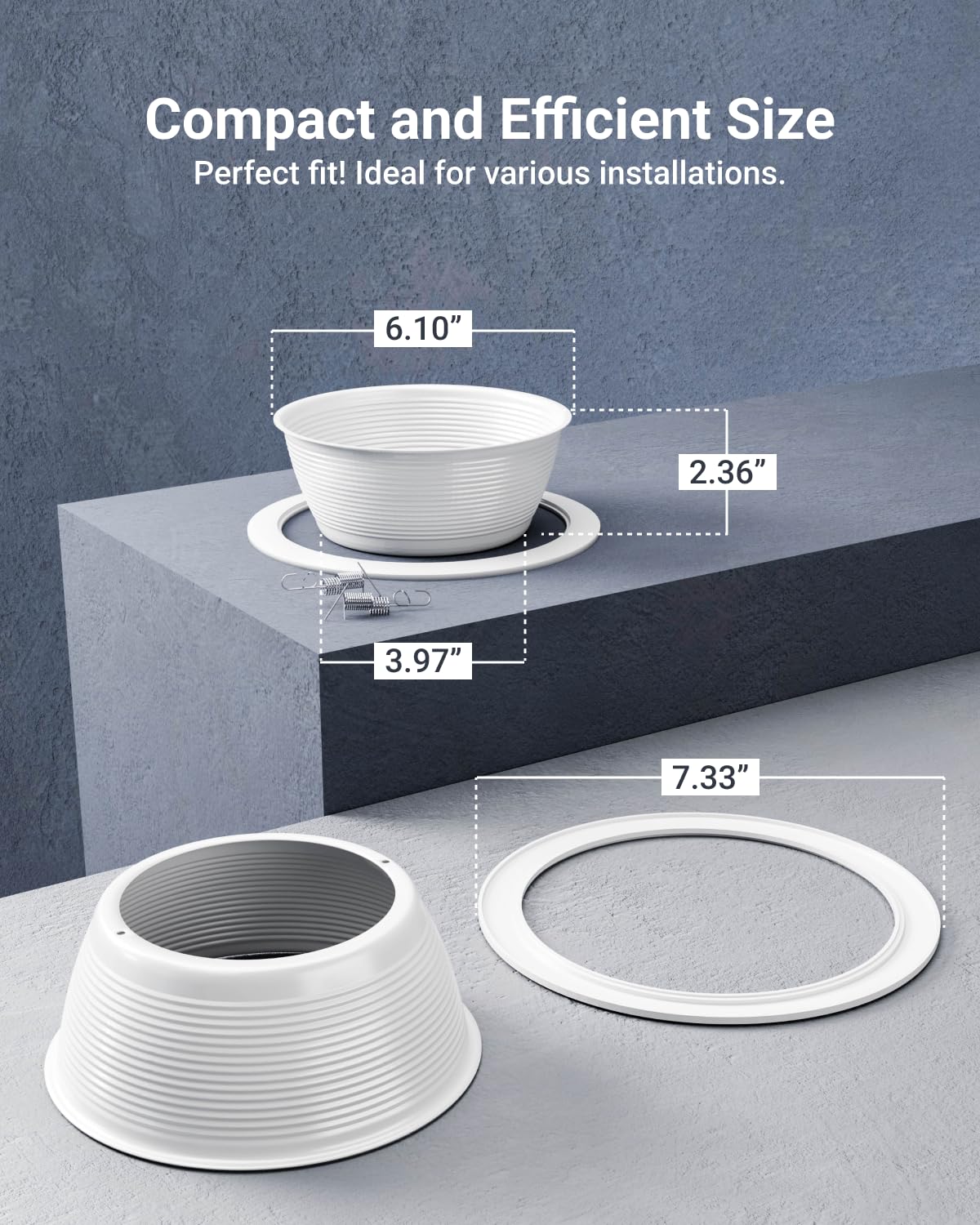 Sunco 12 Pack 6 Inch Ceiling Can Light Trim, Step Baffle with Detachable Ring, White Recessed Light Trim
