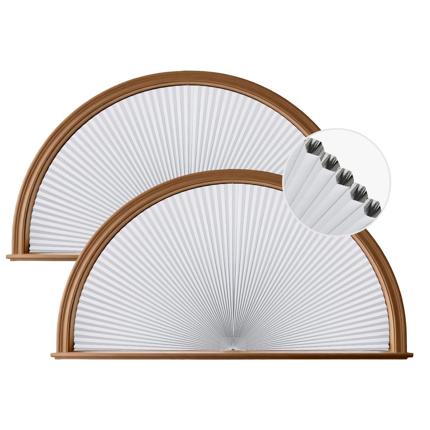 Grandekor Half Circle Arch Window Shade Blackout 72" Wx36 H No Drill Honeycomb Blinds for Kitchen Nursery Living Room Bedroom Easy Install Cellular Shades White