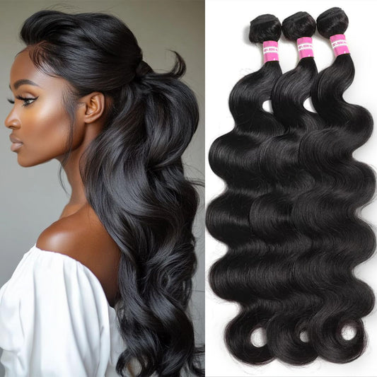DMKEEP 12A Human Hair Bundles 18 20 22 Inch - Body Wave Bundles Human Hair 100% Unprocessed Brazilian Raw Virgin Hair 3 Bundles Quick Weave Bundles Human Hair Extensions Natural Color