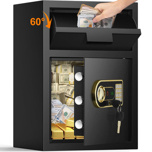 2.8 Cubic Fireproof Drop Safe for Business, Anti-Theft Drop Slot Safes for Money with Digital Combination Lock & Spare Keys, Cash Depository Safe with Drop Box for Home Retail Store Business
