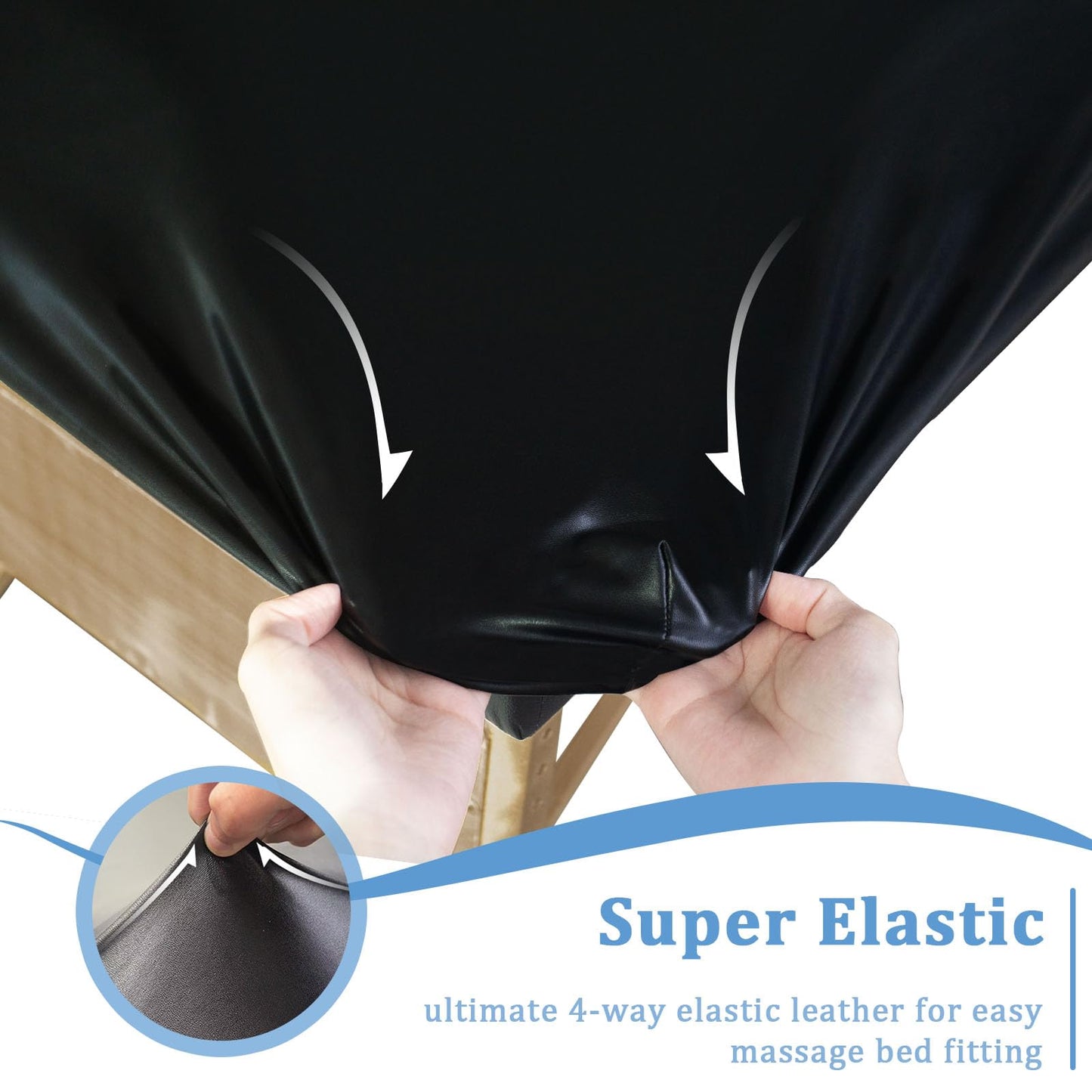 KIDOACOW Leather Massage Table Cover Protector Wipeable Massage Table Cover Fitted Replacement Sheet Cover for Massage Bed/Spa Bed/Lash Bed, Fits 28-32" Wide (Black, 1Pcs)