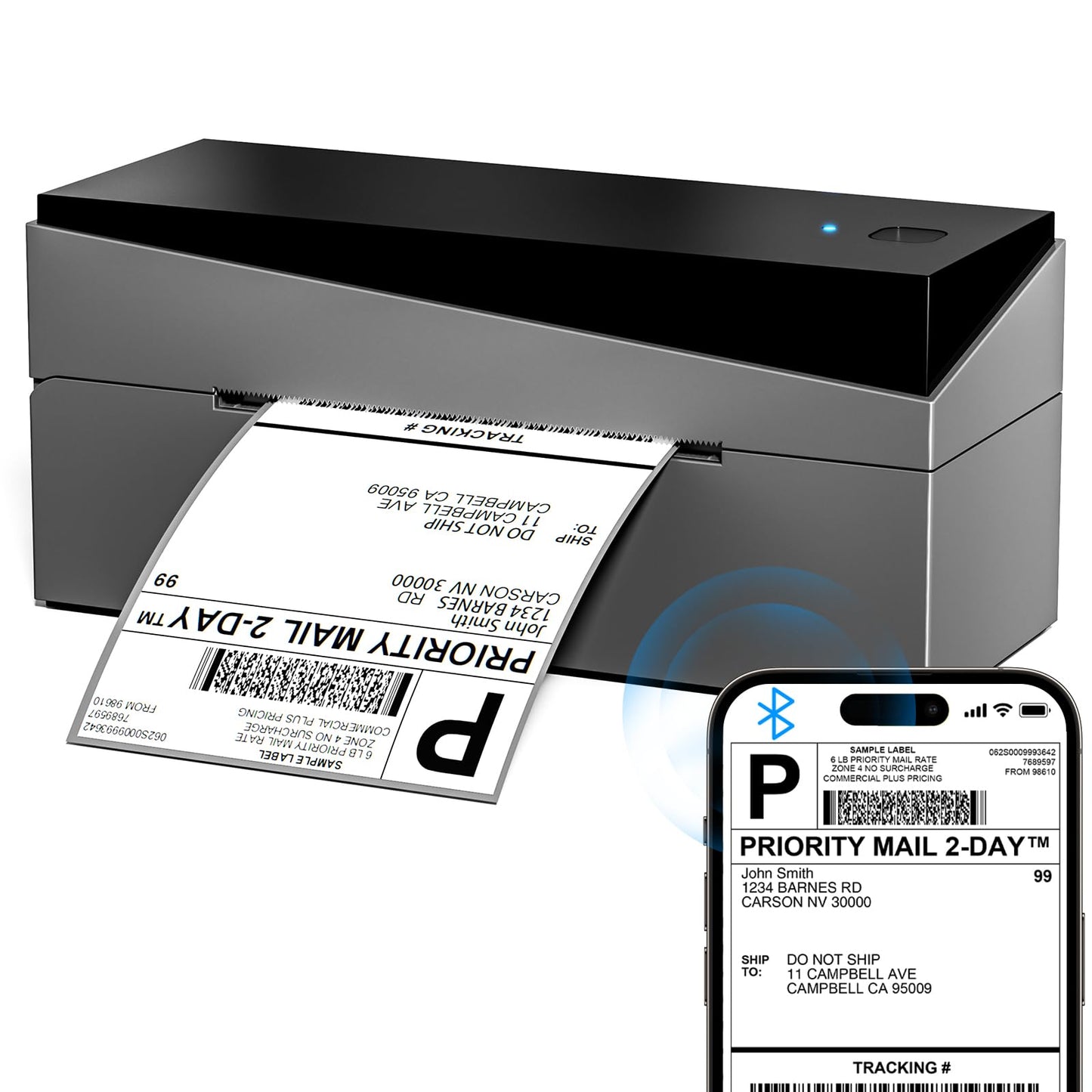 Omezizy Bluetooth Shipping Label Printer 4x6, 249BT Thermal Label Printer 4x6 for Small Business, Shipping Packages, Office, Home, Compatible with Android iPhone iPad Windows macOS Chrome USPS Etsy