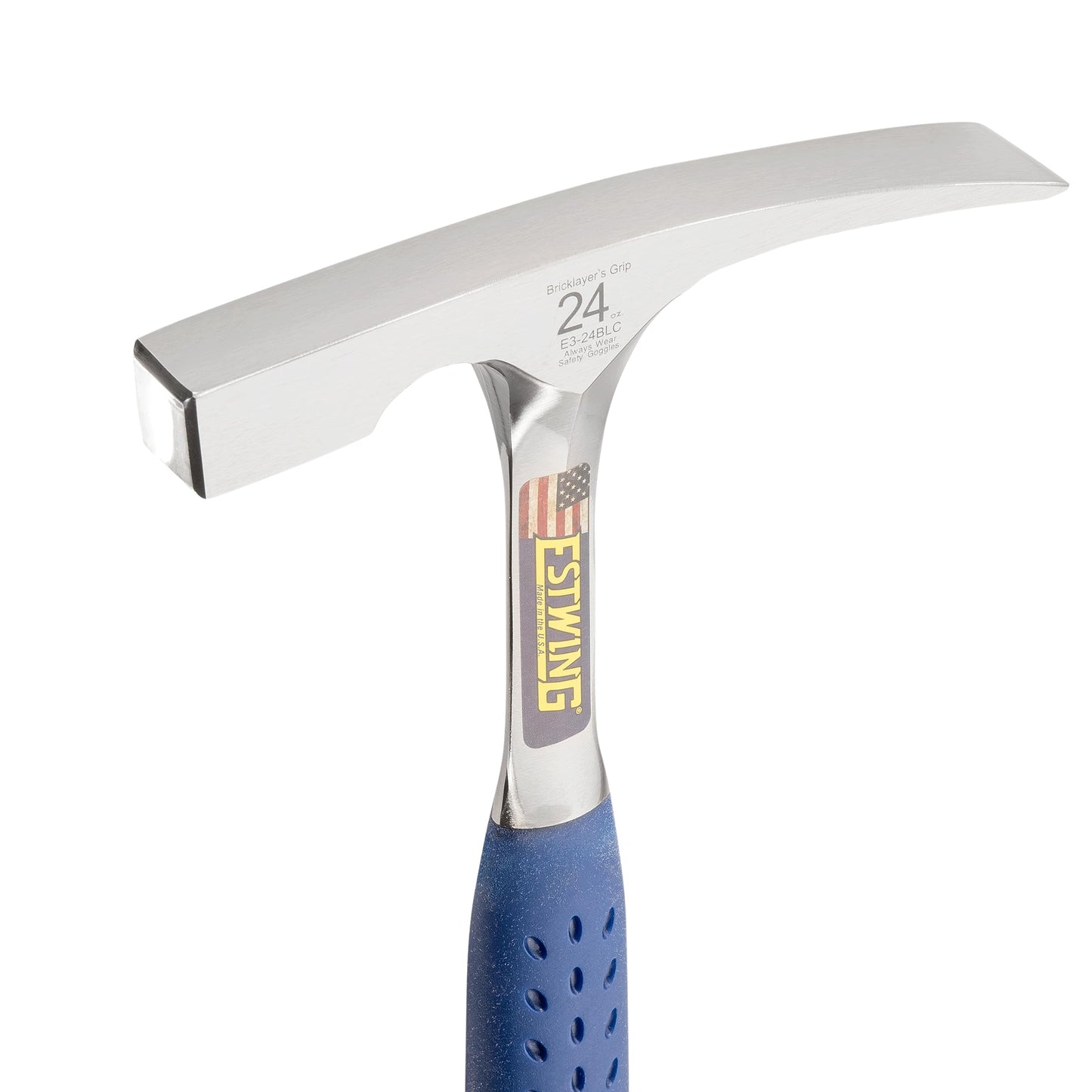 ESTWING Bricklayer's/Mason's Hammer - 24 oz Masonary Tool with Forged Steel Construction & Shock Reduction Grip - E3-24BLC