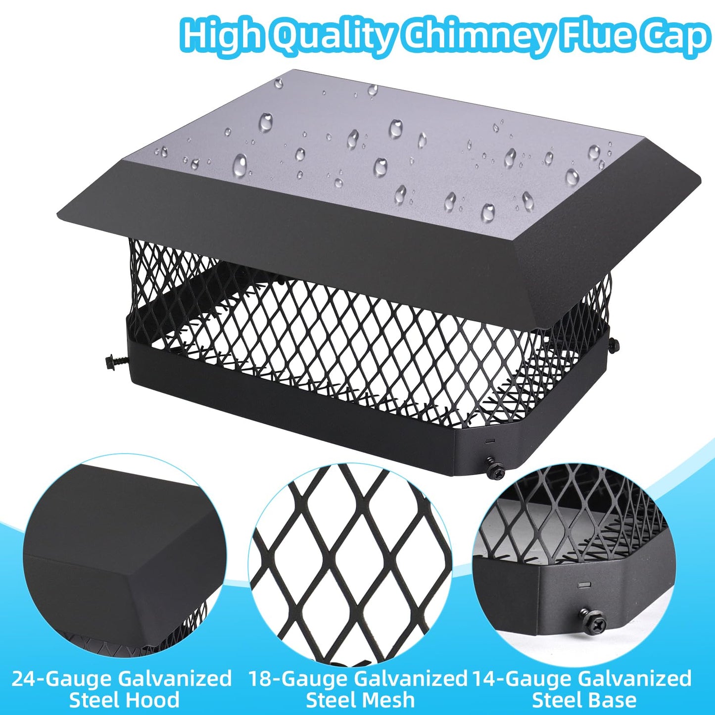 Chimney Cap Chimney Cover,Fireplace Chimney Caps for Outside 9"x13",Chimney Flue Cover Chimney Rain Cap,Roof Rain Guard Chimney Top Protector Cover Chimney Exhaust Vent Cap for Clay Flue Tile Chimney