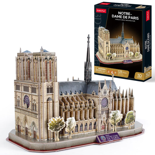 CubicFun National Geographic 3D Puzzle for Adults, Notre Dame de Paris France Architecture Model Kits with Booklet, Home Room Decor Gifts for Men Women, 128 Pieces