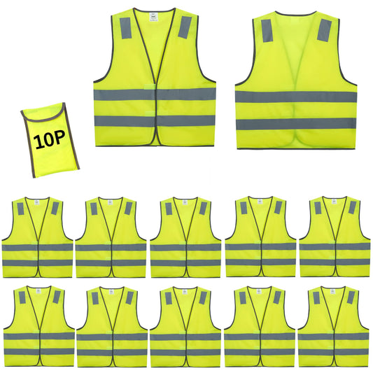 Lavori-AK Safety Vests 20 Pack Bulk - Yellow Reflective High Visibility Construction ANSI Class 2 Work Vests for Men,Woman,Hi Vis Mesh and Neon Silver Strip