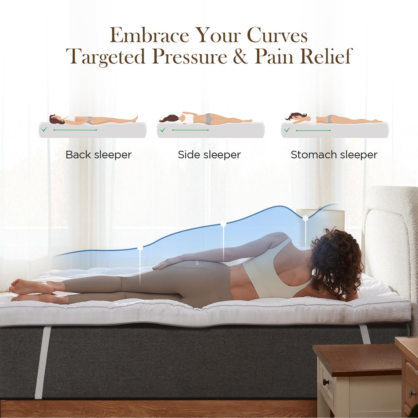 Decroom 3 Inch Memory Foam Mattress Topper Queen for Back Pain Relief, Filled with Breathable Memory Foam Pillow Topper Soft Fluffy Supportive Bed Mattress Pad, 80x60x3 in