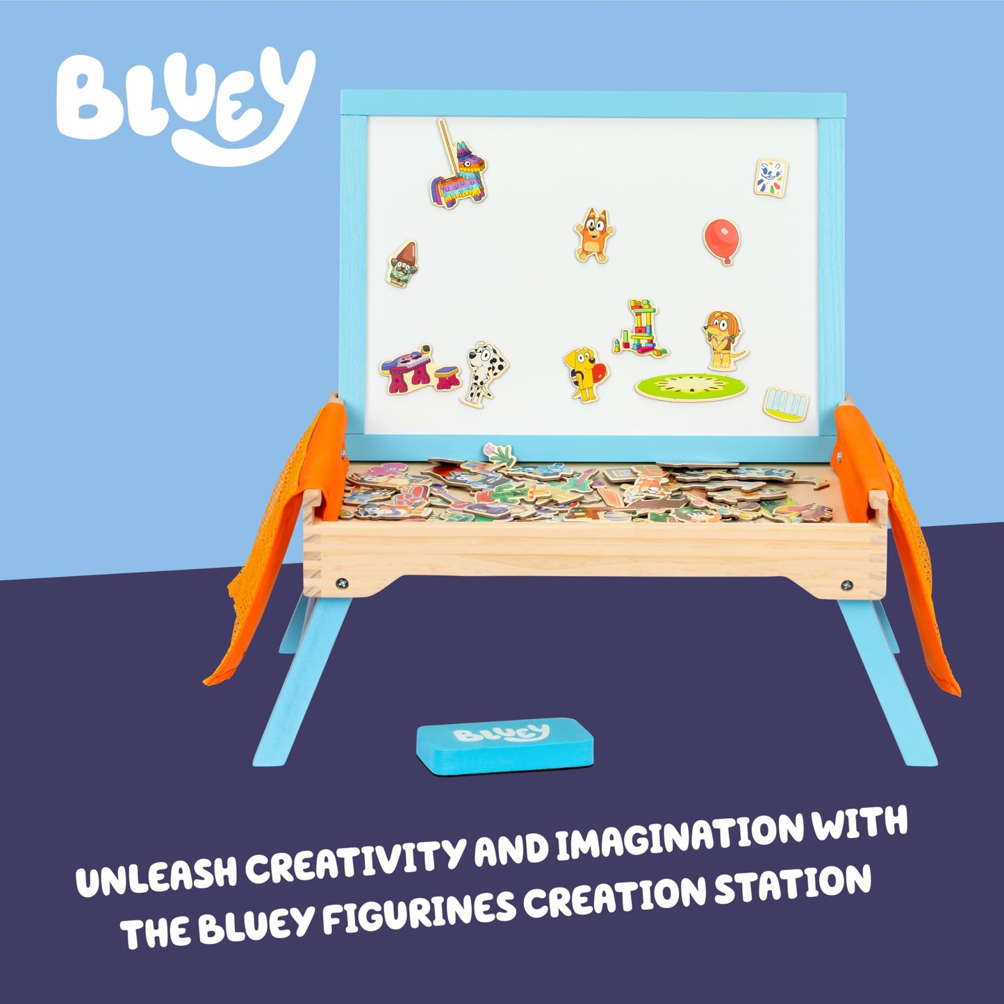 Bluey Creation Station – 100 Piece Wooden Creation Station Ideal for Coloring and Drawing – FSC Certified for Children 3 Years and Up