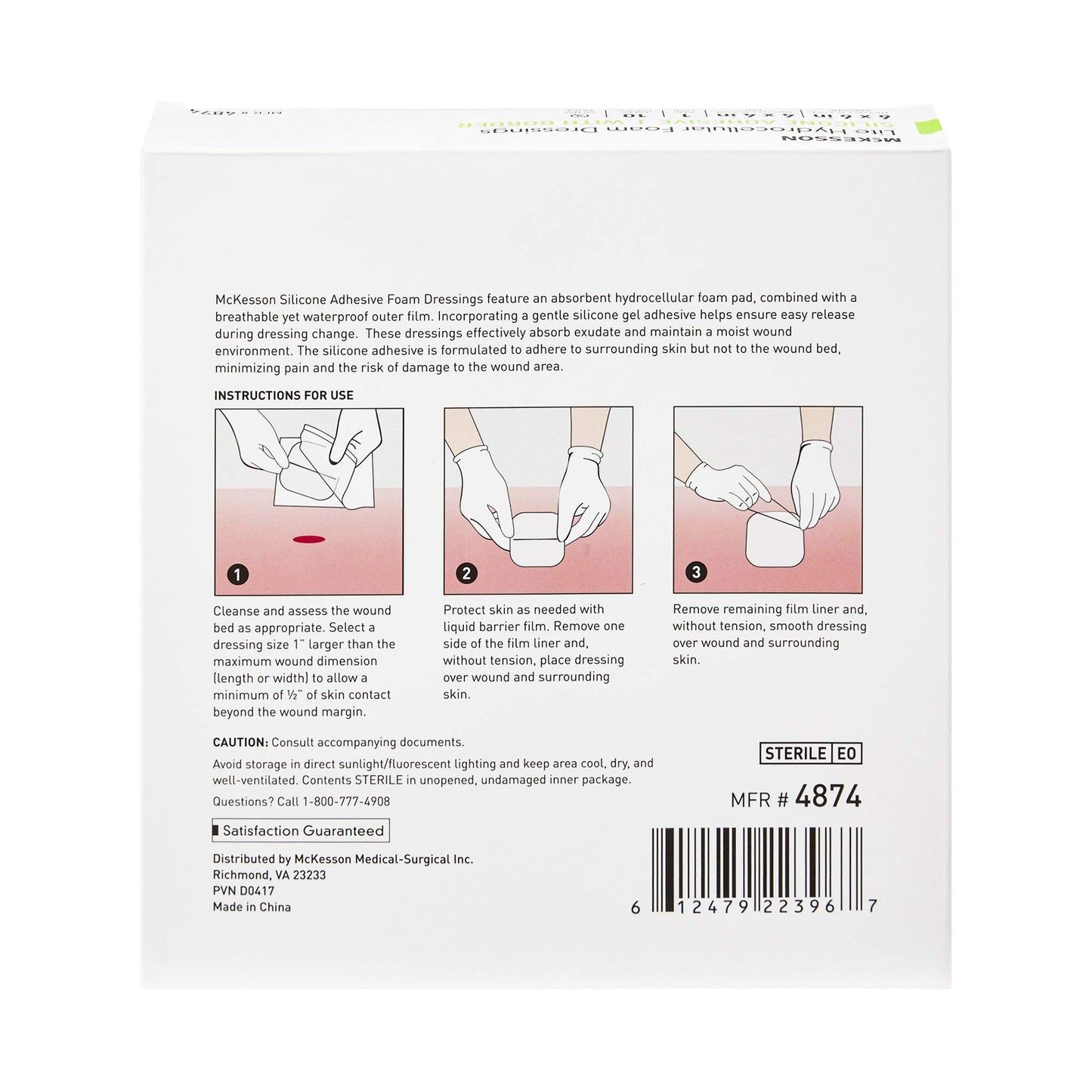 McKesson Lite Hydrocellular Foam Dressings, Sterile, Silicone Adhesive with Border, 6 in x 6 in, 10 Count, 1 Pack