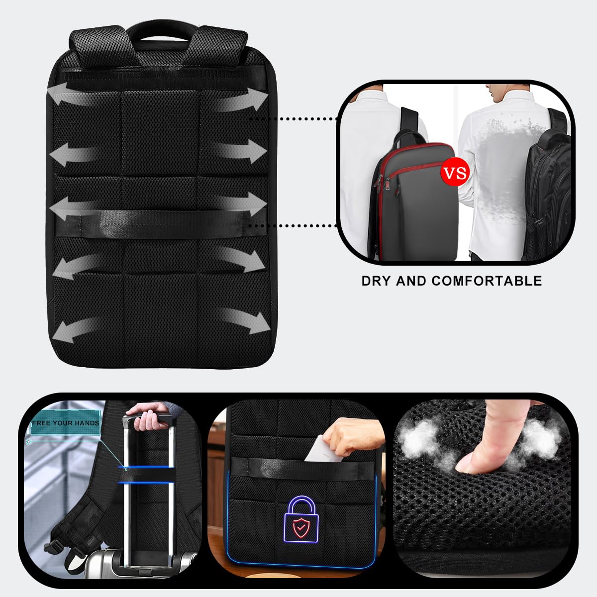 ZINZ Slim and Expandable 15 15.6 16 Inch Laptop Backpack Anti Theft Business Travel Notebook Bag with USB, Multipurpose Large Capacity Daypack for Men & Women,B01RD01