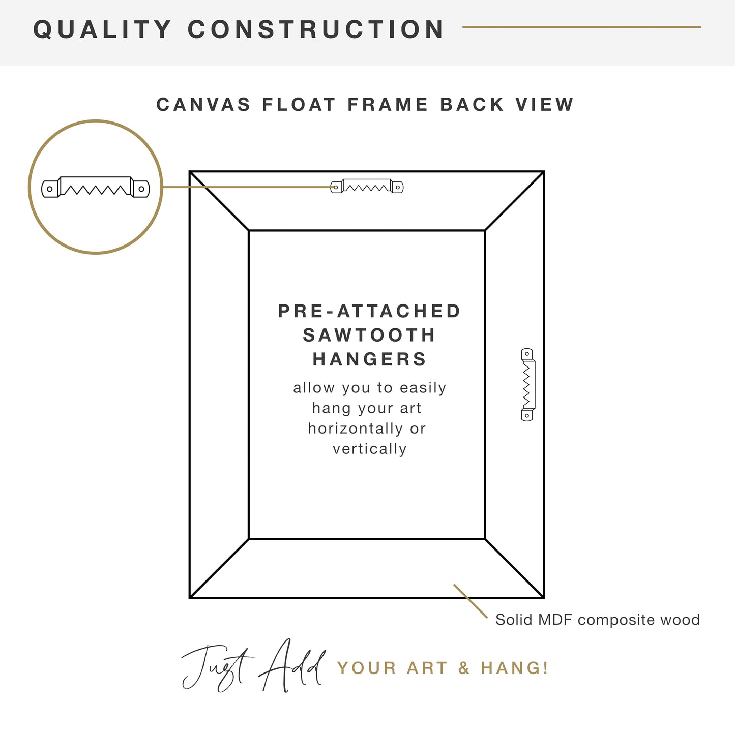 MCS Canvas Float Frames 24x30 Frame, Walnut Wood Grain for Finished Canvases, Vertical & Horizontal Wall Hanging Large with Adhesive for Canvas Paintings (1-Pack)