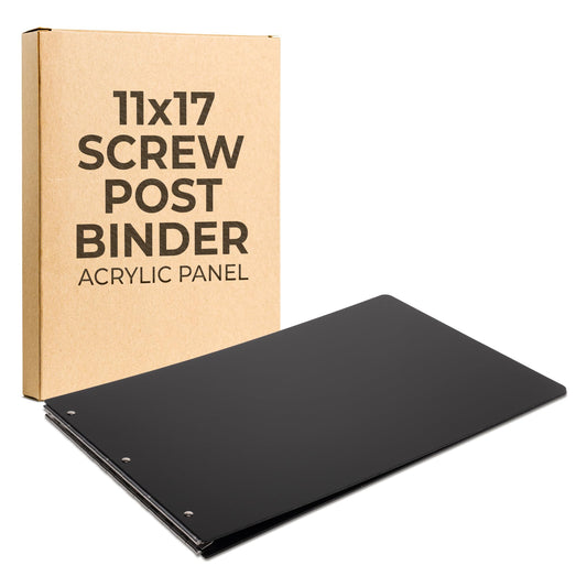 11x17 Screw Post Binder Acrylic Panel with Fixed Posts Black