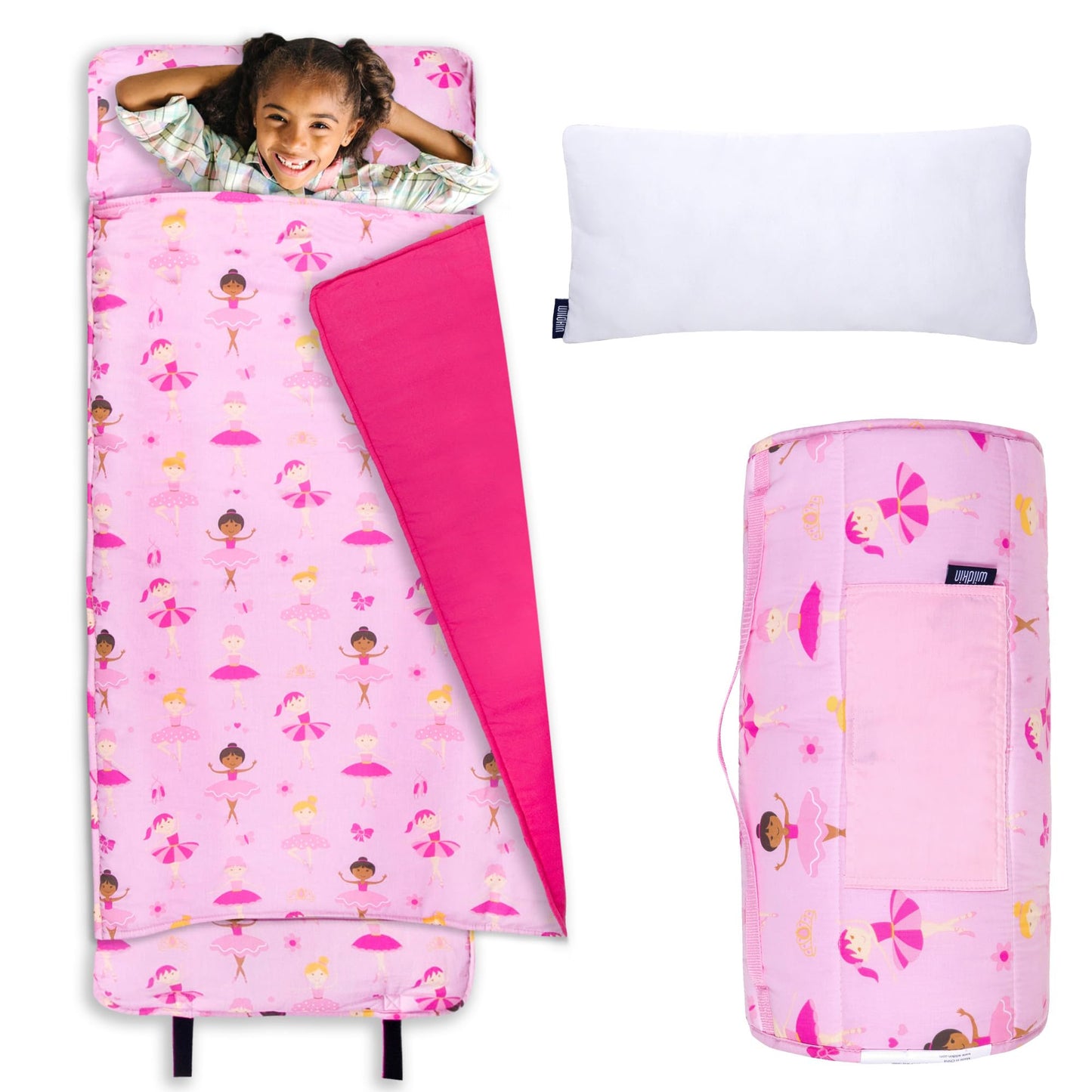 Wildkin Original Nap Mat for Kids – Soft, Cozy & Roll-Up Ready Sleep Mat, Ideal for School & Travel - Ballerina