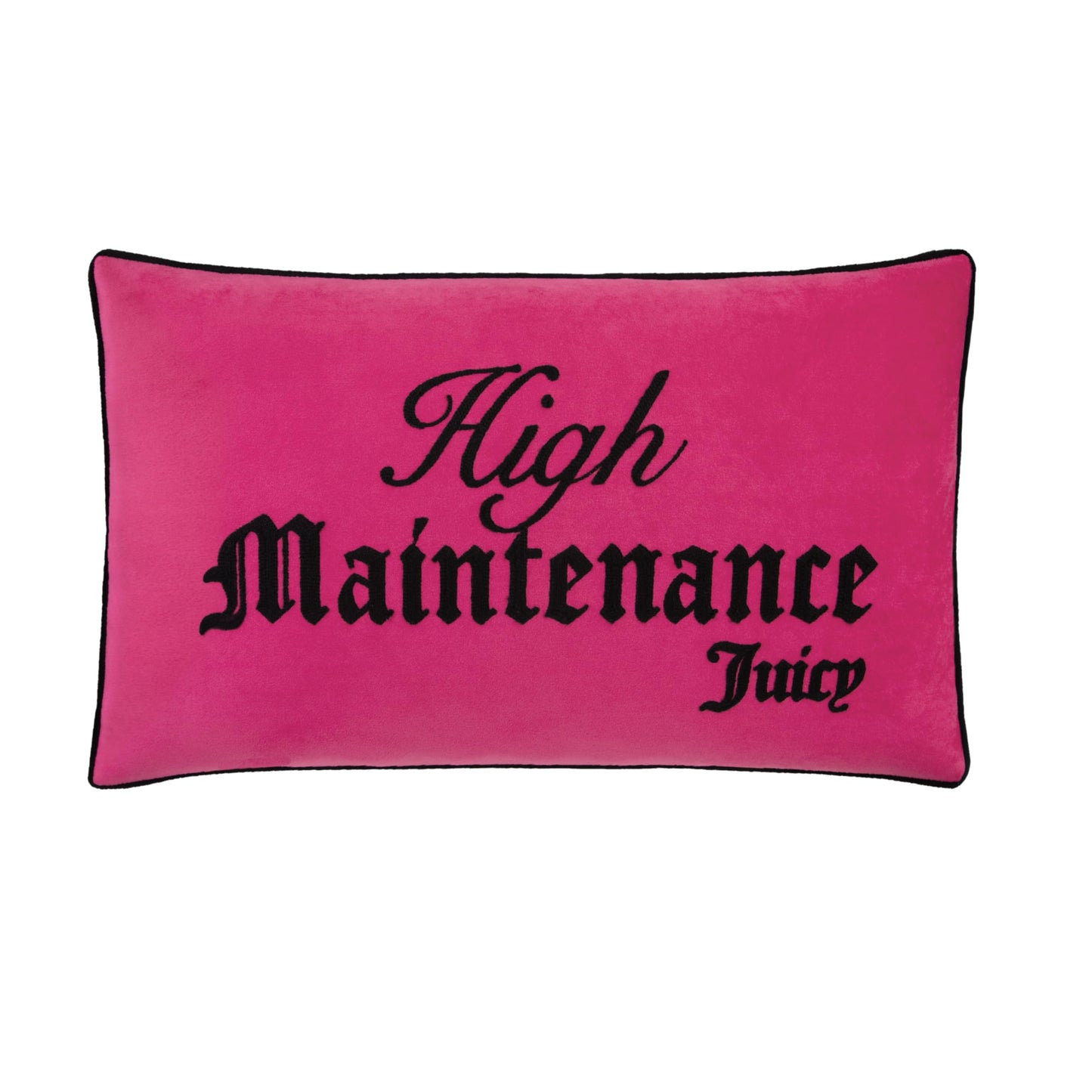 Juicy Couture High Maintenance/Expensive Taste Reversible 14" x 24" Decorative Pillow, Hot Pink/Black
