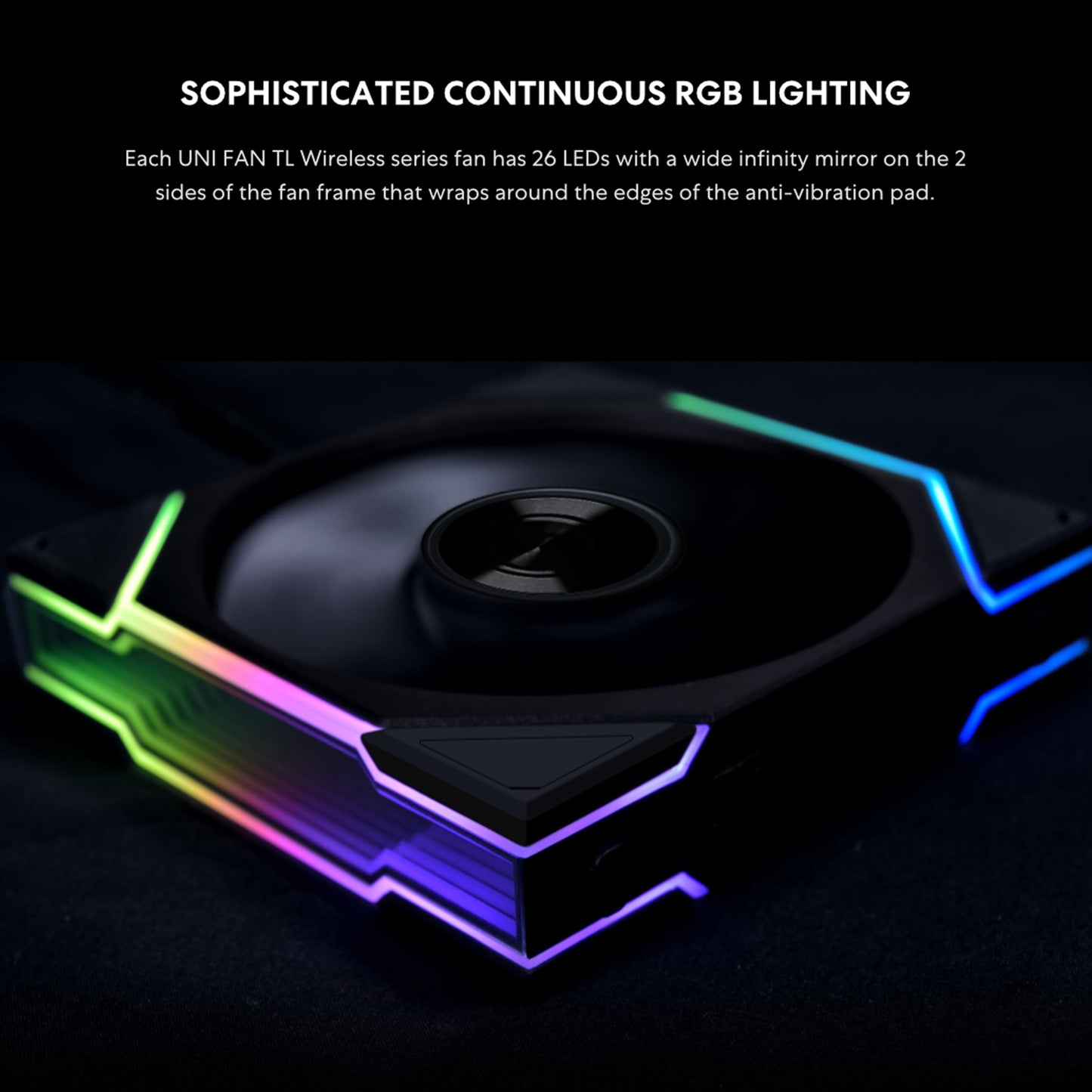 Lian Li UNI Fan TL - Wireless 120 - Triple Pack - 2.4 GHz Wireless Signal RGB & PC Case Cooler Fan Control - Daisy Chain & Infinity Mirror Design - Controller Included and Required - Black (12TL1W3B)