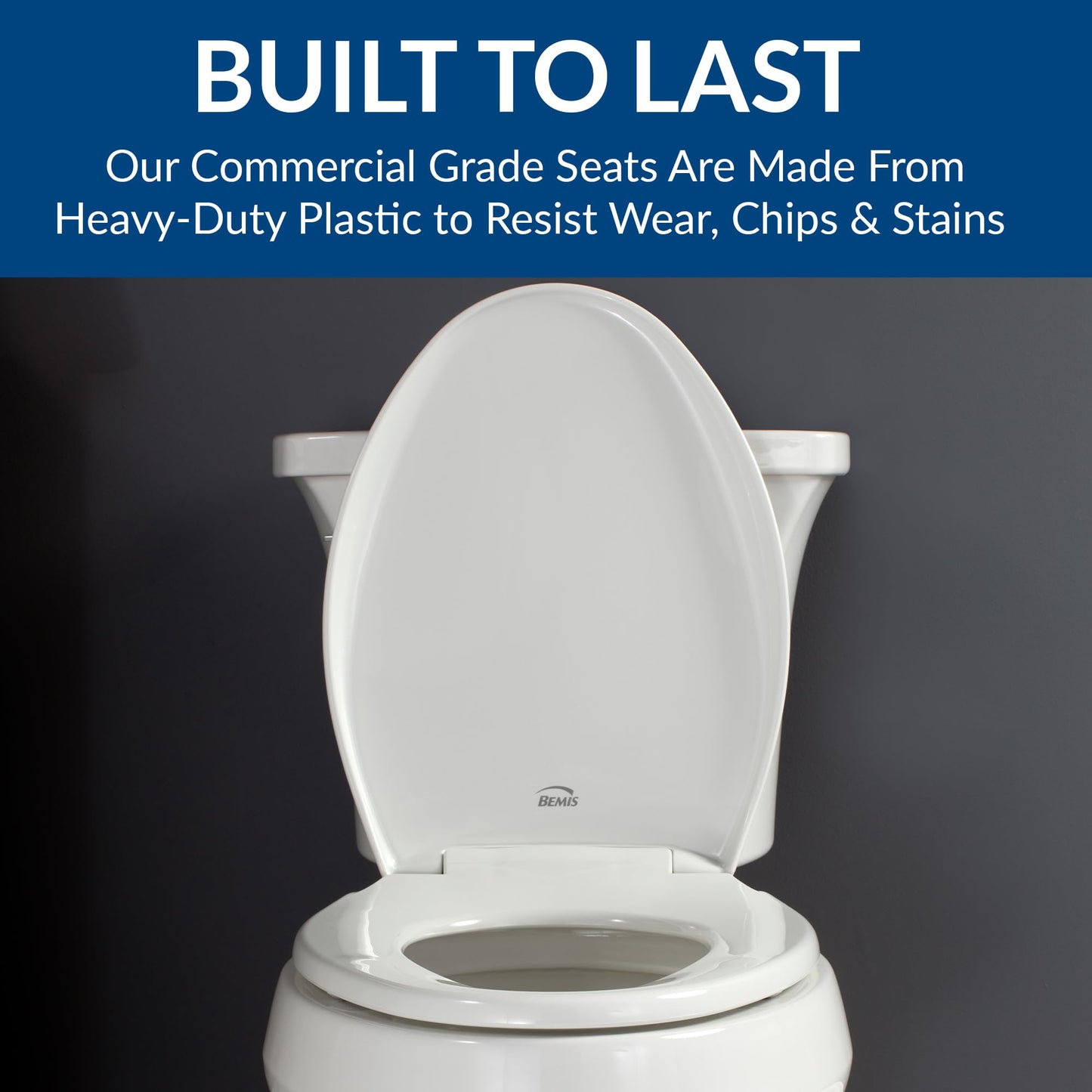 BEMIS 7900TDGSL Commercial Heavy Duty Closed Front Toilet Seat with Cover, Industrial No Slam Seat with Secure Installation, Made in USA, Elongated, White