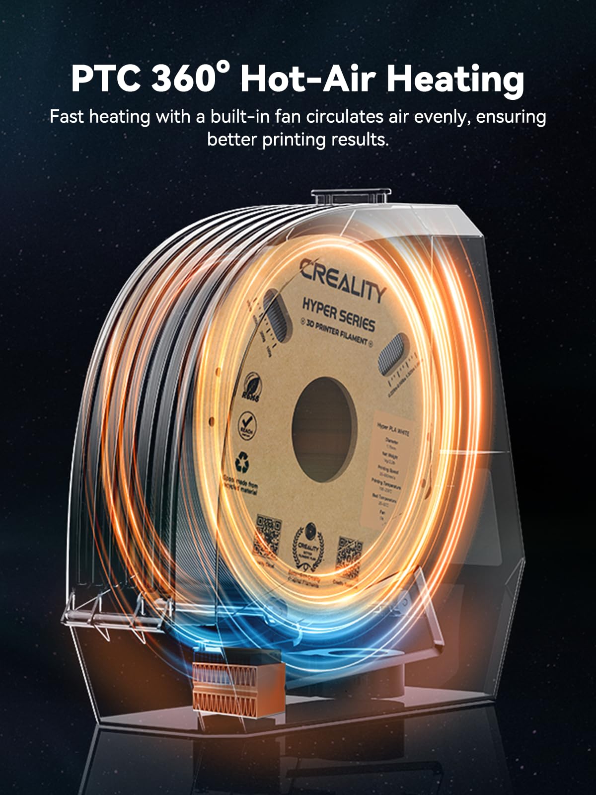 Creality Space Pi Filament Dryer Box, Double 360° Heating with Fan & Touch Screen, 3D Printer Dry Box for PLA PETG ABS TPU Nylon (1.75/2.85/3mm)