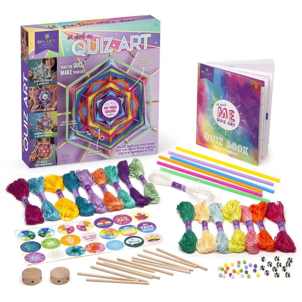 Craft-Tastic – All About Me Quiz Art – Craft Kit – Answer Fun Questions to Make a Personalized Piece of Art – Ages 8+