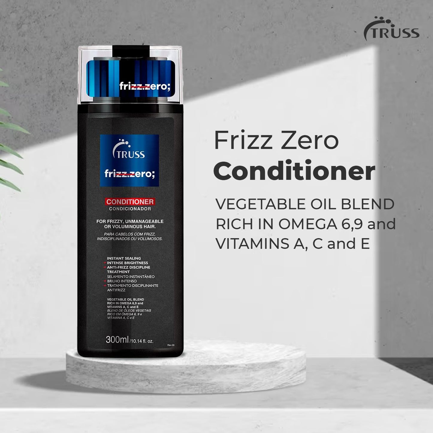 Truss Frizz Zero Conditioner - For Frizzy Hair - Anti Frizz, Anti Humidity Formula Protects Against Moisture While Providing Volume And Shine And Free Of Split Ends