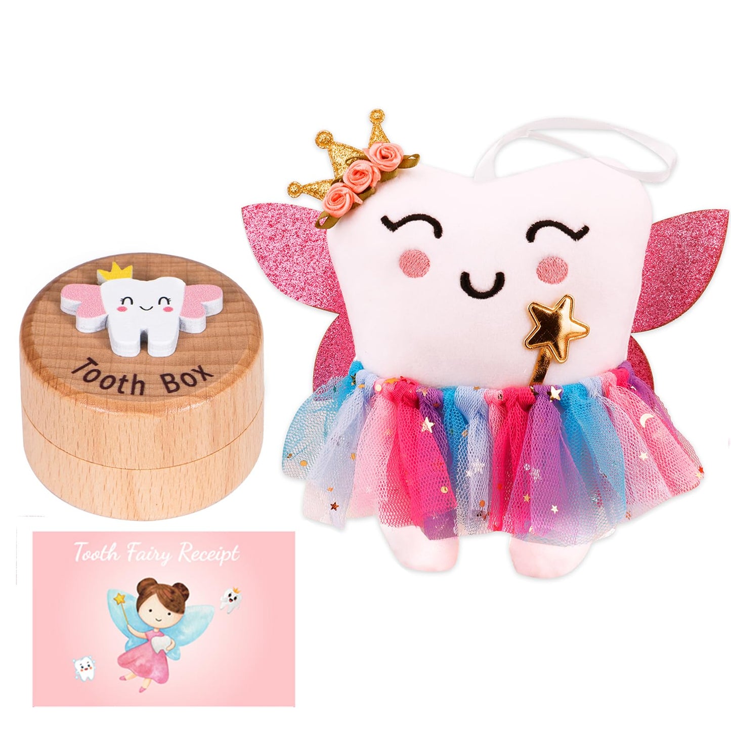 SQIMZAR Tooth Fairy Pillow with Pocket for Girls | Tooth Fairy Gift Kit