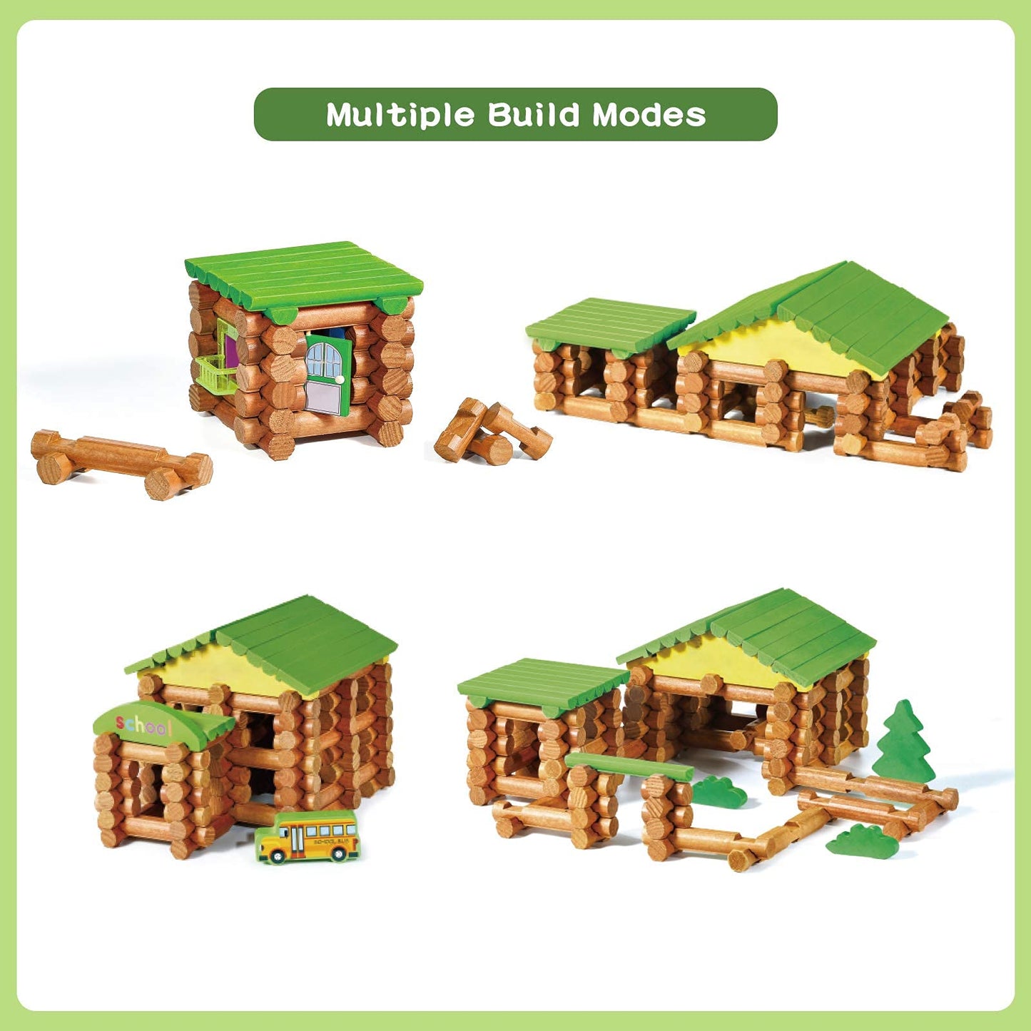 Wondertoys - 269 Pieces Real Wood Log Set Ages 3+ Classic Gift Set for Boys and Girls, Creative Construction Engineering, Top Blocks Game Kit, Toy
