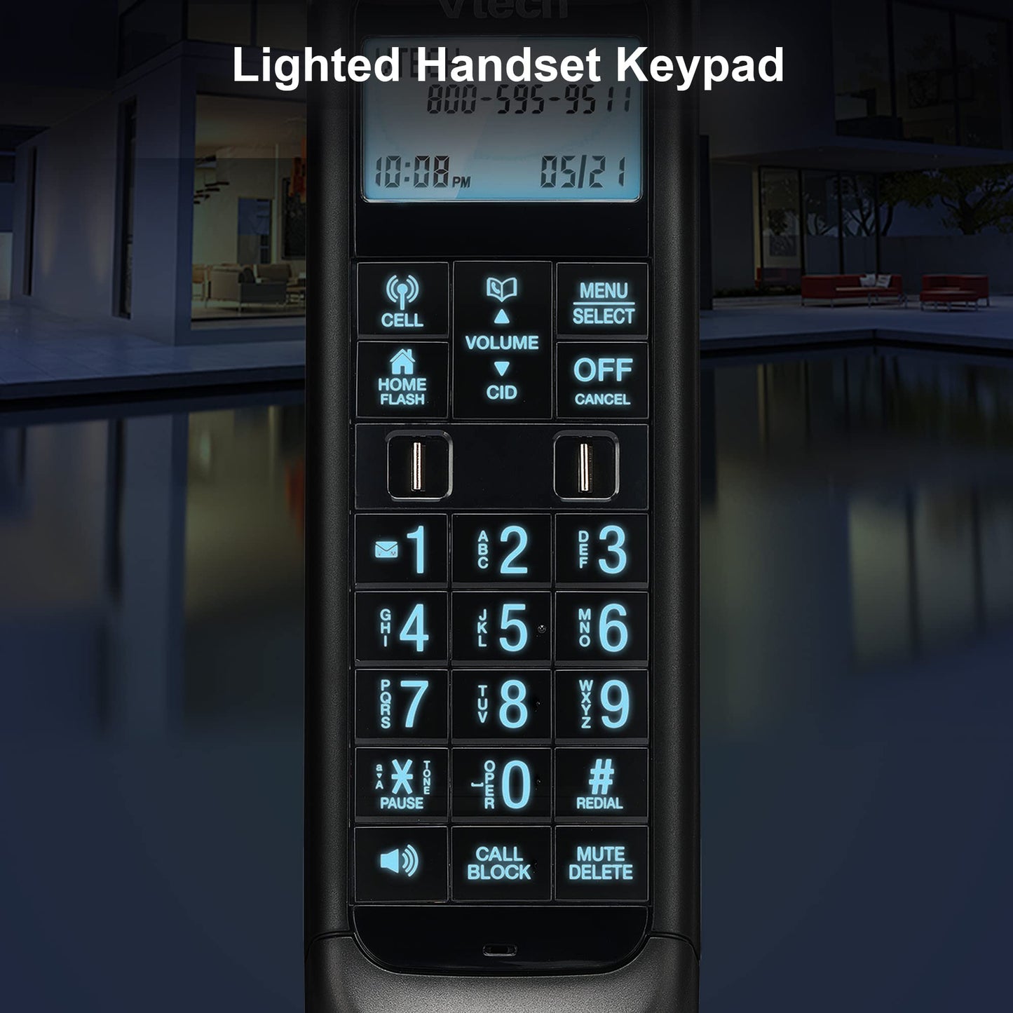 VTECH VS122-16 Retro-Design Cordless Phone: Bluetooth Connect to Cell, Call Blocker, Answering System, Full-Duplex Speakerphone