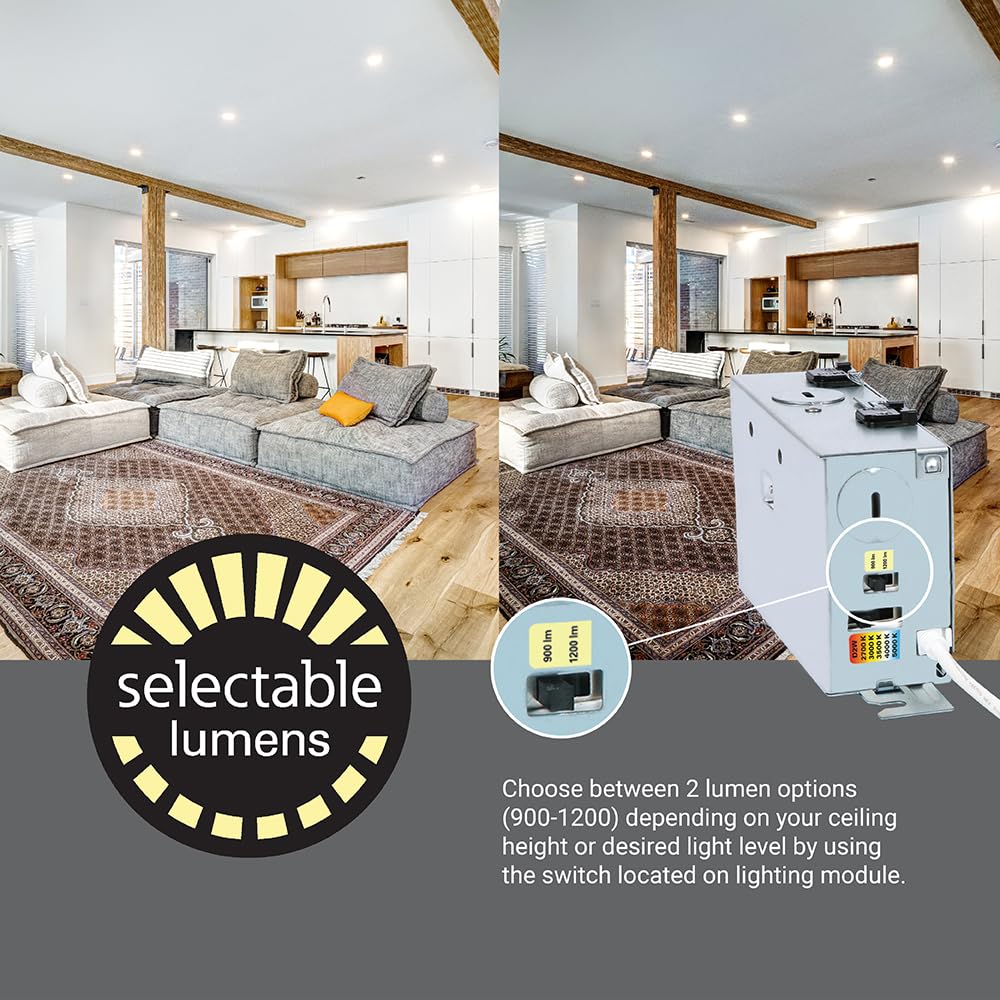 HALO RL 6 in Canless LED Recessed Ceiling Light with Selectable Color Temperature 2700K-5000K, Dim to Warm, 900/1200lm Indoor Outdoor Wet Locations Dimmable IC Rated (Packaging May Vary)