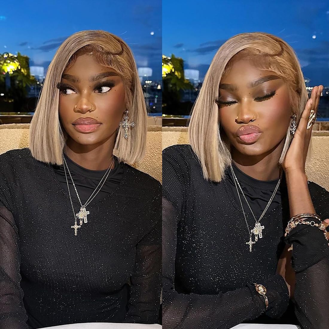 Merhara Ash Blonde Bob Wigs Human Hair 180% Denstiy 13x4 HD Lace Frontal Bob Wig Human Hair for Women Ash Blonde Wigs Human Hair Straight Glueless Pre Plucked Lace Front Short Bob Wigs 12 Inch
