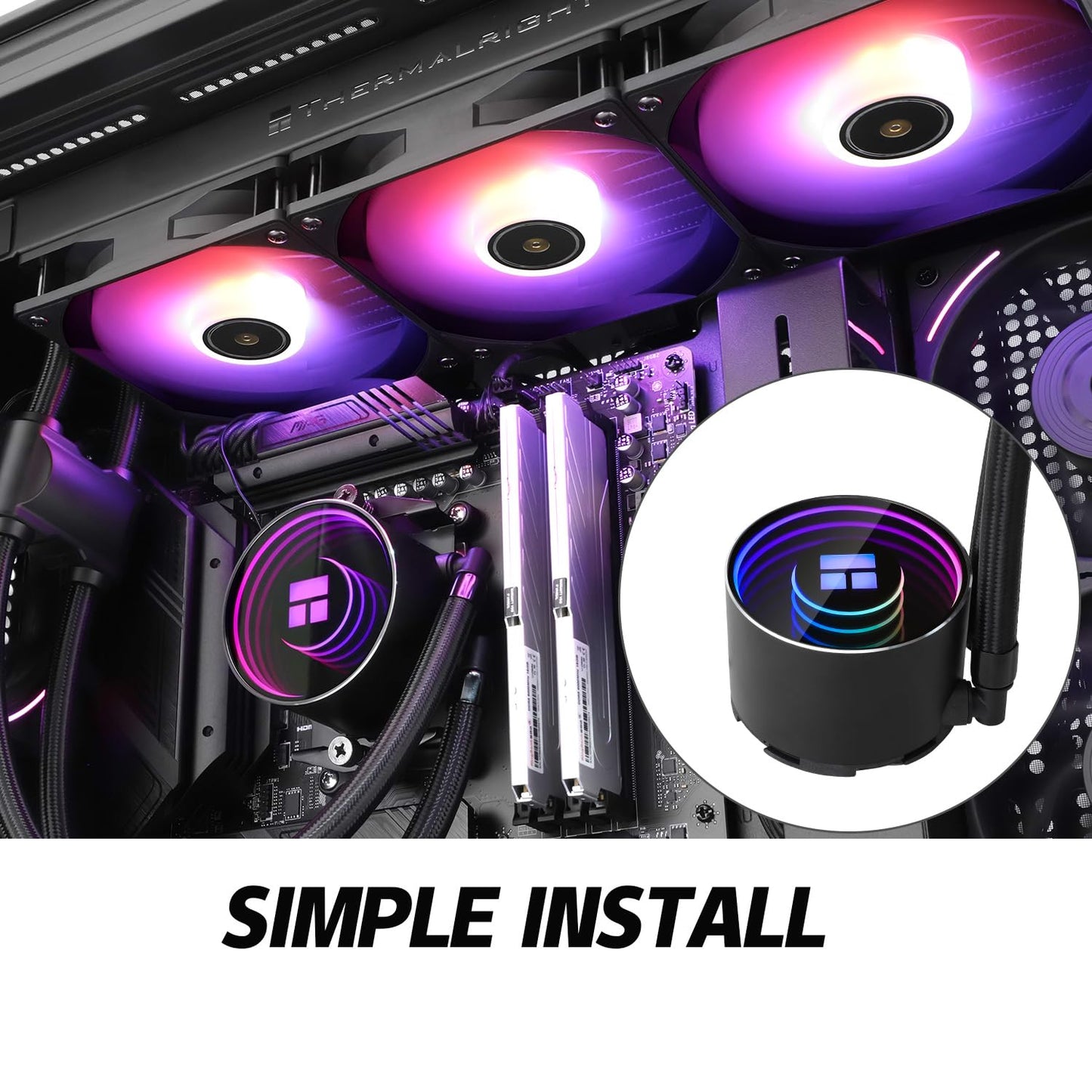 Thermalrlght Frozen Notte 360 Black ARGB v2 Water Cooling CPU Cooler, 360 Black CPU Cooler Specifications, 3 PWM Fans,S-FDB V2 Bearings,Suitable for AMD/AM4 AM5,Intel LGA 1700/1150/1151/1200/2011