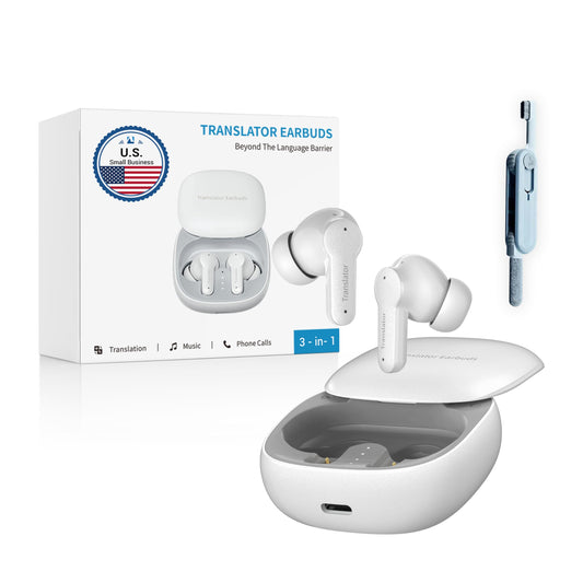 ANFIER M3 Offline Translation Earbuds 74 Languages and Accents Lifetime-Free AI Translation Earbuds Real TimeTranslator Device in Real Time fit iOS & Android with Earbuds Cleaning Brush