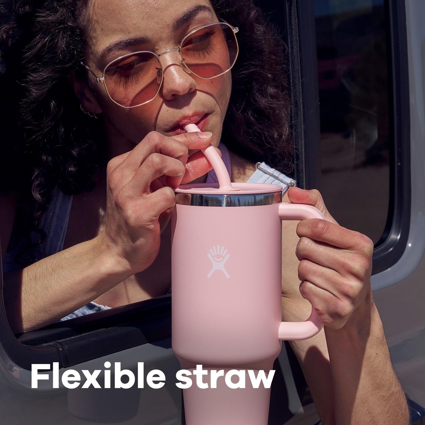 Hydro Flask Travel Tumbler with Handle, Lid and Straw - Insulated Stainless Steel in 40 Oz Moonshadow
