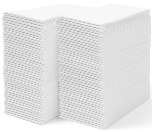 200 Disposable Linen Feel Guest Towels - Paper Hand Towels for Bathroom - Cloth Like White Paper Towel - Cocktail Hand Napkins - Highly Absorbent, Soft Fancy Guest Hand Towels 12" X 17" (Pack Of 200)