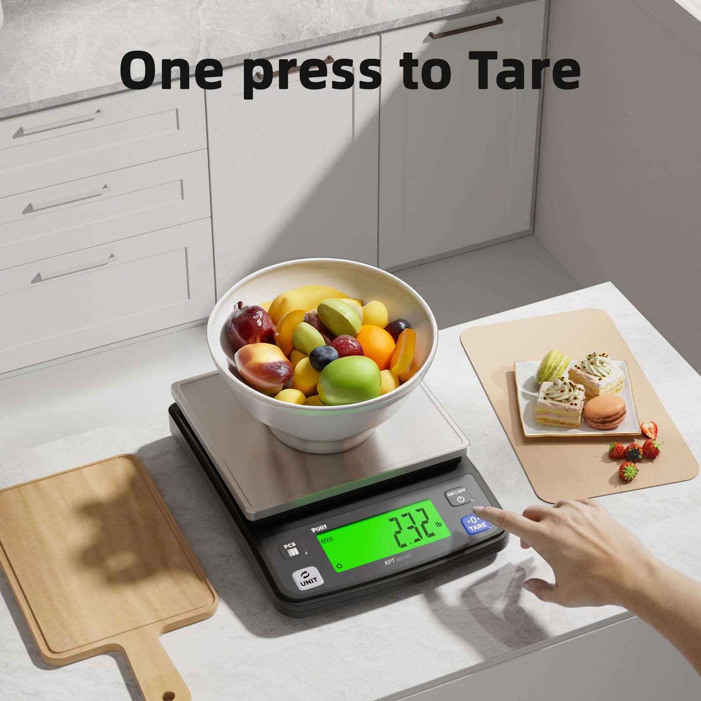 Polit Food Kitchen Scale KPT, 13lb/6Kg Digital Kitchen Scale Weight Grams Ounces 0.5g/0.01oz Accuracy, Premium Stainless Steel with LED Display, 4 Units for Baking and Cooking (Power Adaptor Included)