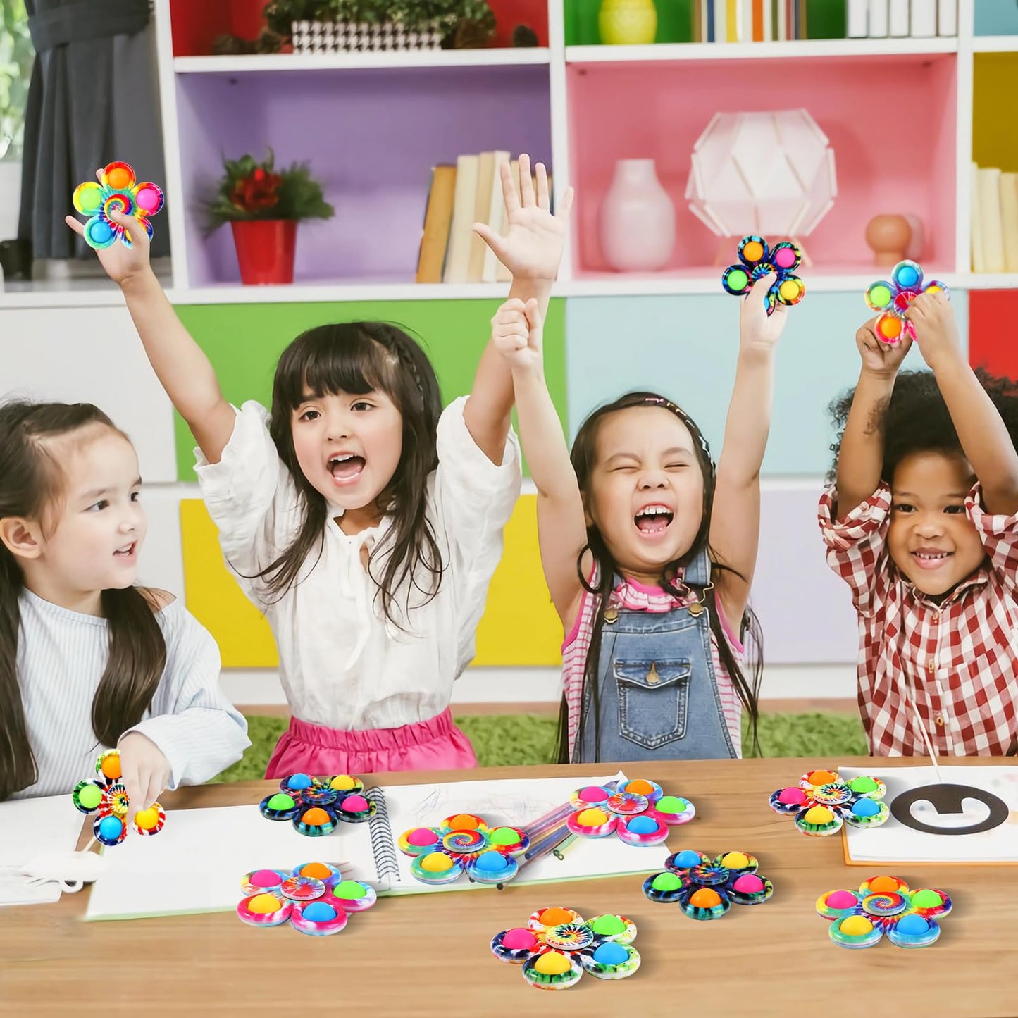 Gigilli 48 Pack Party Favors Fidget Spinners for Kids 4-8 8-12, Easter Basket Goodie Bags Stuffers for Kids 3-5, Egg Fillers Pop Mini Fidget Toys Bulk Classroom Prizes, Toddler Birthday Party Gifts