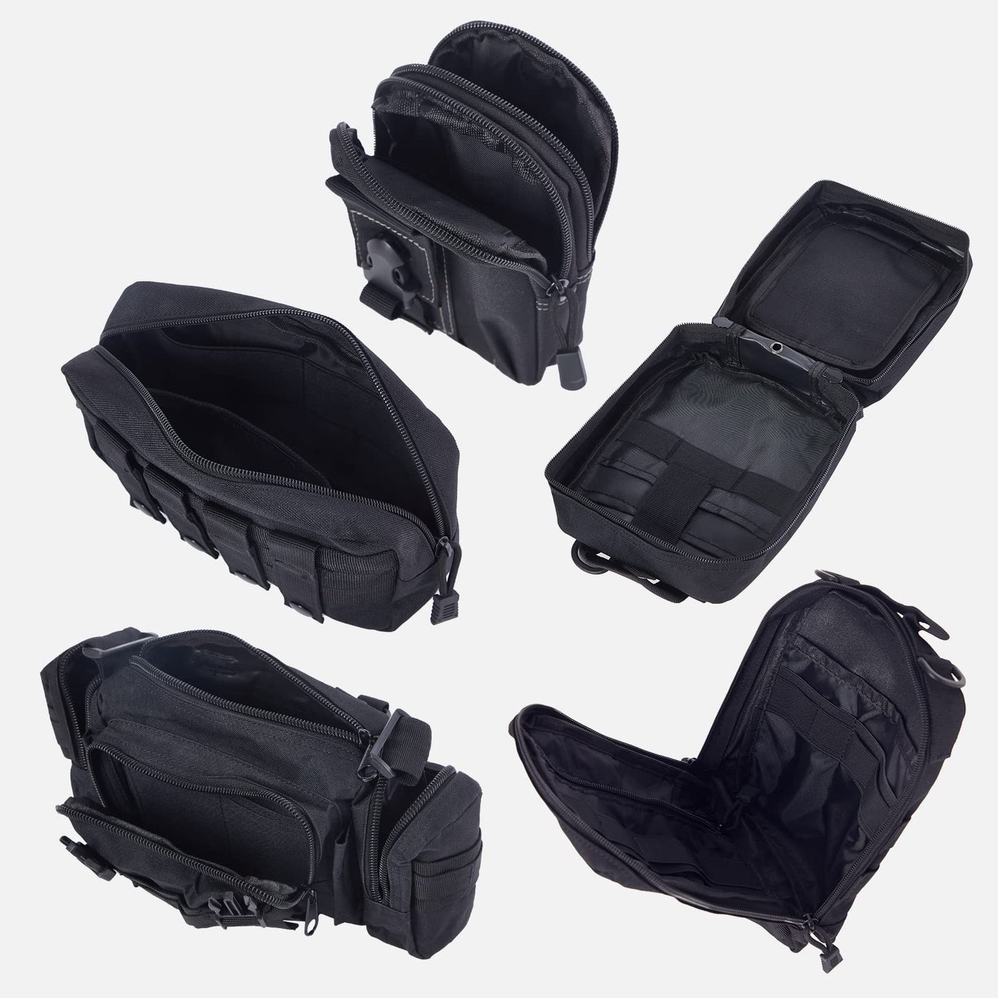 Universal Tactical Seat Back Organizer Vehicle Molle Panel Organizer Storage Bag with 5 Detachable Molle Pouch for All Vehicel Such as Jeep,Truck,SUV, Car, Ford,Chevy,Toyota etc. (A model-Black)