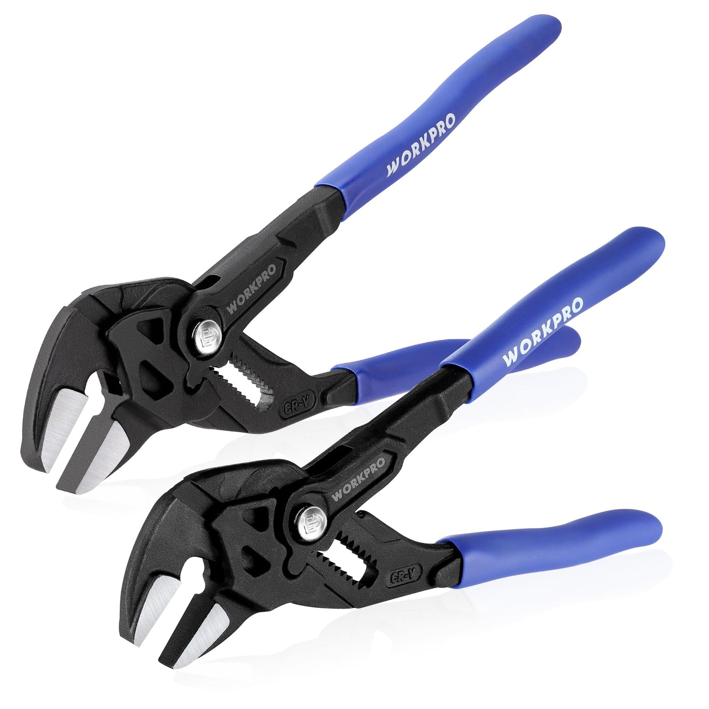 WORKPRO Pliers Wrench Set, 7 & 10-Inch CR-V Construction Wrench Pliers, Adjustable Parallel Smooth Jaw Pliers, Black Finish, Groove Lock Mechanism