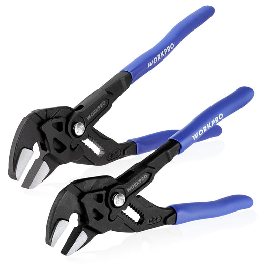 WORKPRO Pliers Wrench Set, 7 & 10-Inch CR-V Construction Wrench Pliers, Adjustable Parallel Smooth Jaw Pliers, Black Finish, Groove Lock Mechanism
