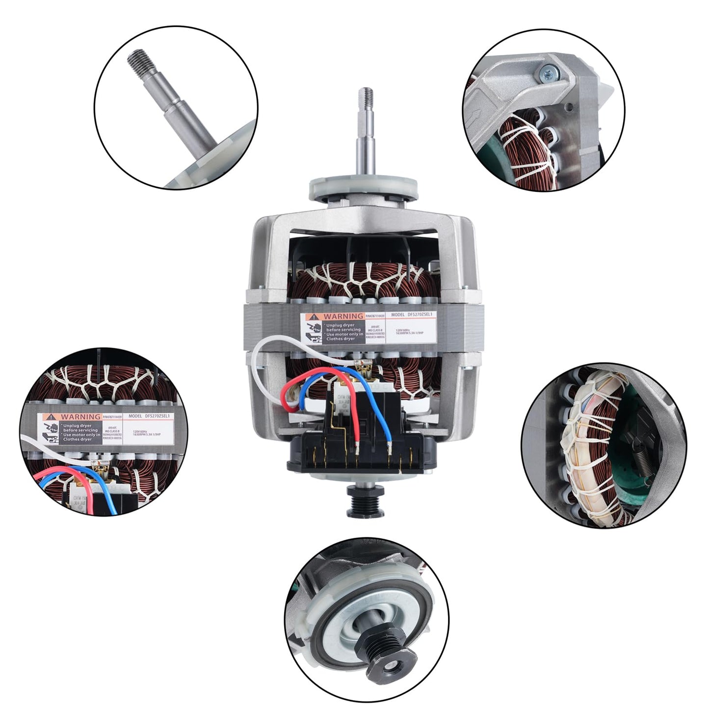 DFS270ZSEL1 Dryer Motor for Samsung DV42H5000EW/A3, DV45H7000EW/A2, DV42H5200EW/A3, DV42H5200GF/A3, DV40J3000EW/A2, DV365ETBGWR/A3, DV48H7400EW/A2, Replacement DC31-00055G.