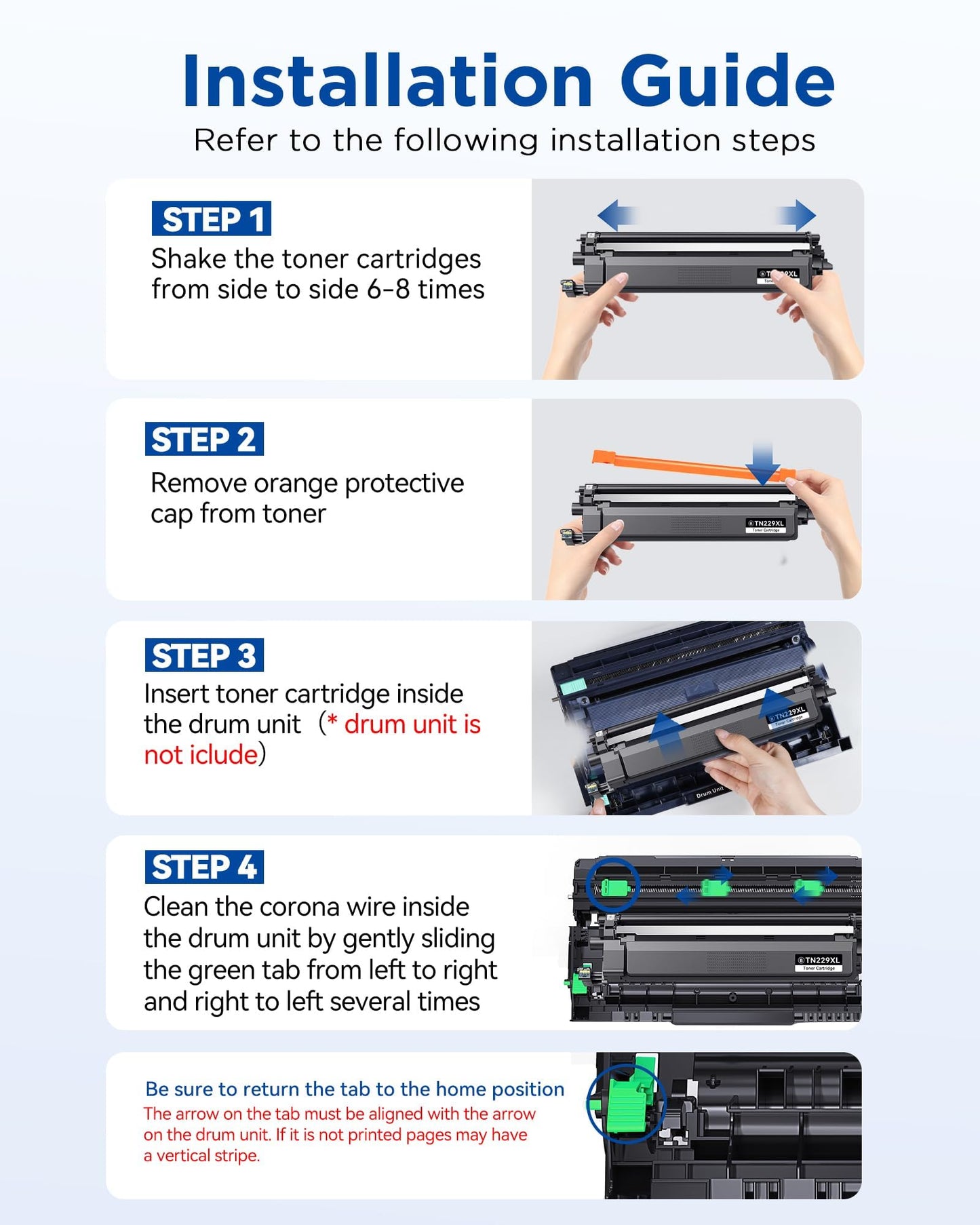 TN229XL TN229 Toner Cartridge Replacement for Brother TN229 XL TN 229XL TN-229XL Toner Work with Brother HL-L3220CDW MFC-L3720CDW HL-L3280CDW HL-L3300CDW MFC-L3780CDW Printer (TN229XLBK/C/M/Y-4 Pack)