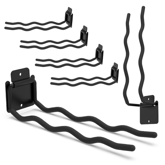 BFPeaky Heavy Duty Garage Hooks - 6 Pack Wave Hooks for Shovels, Chairs Tools - Durable 12" Ladder Hanger, Ideal for Garden, Garage, Yard Tool Organization