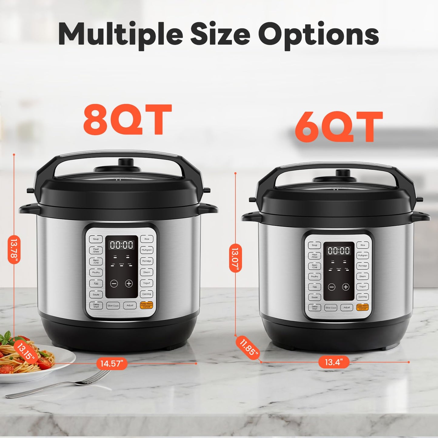 Sweetcrispy 16-in-1 Electric Pressure Cooker 8QT, 12-Preset Multi Cookers with Ceramic Pot, Slow Cook Rice Steamer Sauté Soup Yogurt Maker and More, Recipe Book
