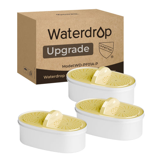 [Original] Waterdrop Upgrade NSF 53&42&372 Certified Replacement Filters, for All Waterdrop Pitcher and Dispenser, Reduces PFAS, PFOA/PFOS, Chlorine, Cadmium, Copper, Mercury, 3 Packs, Color May Vary
