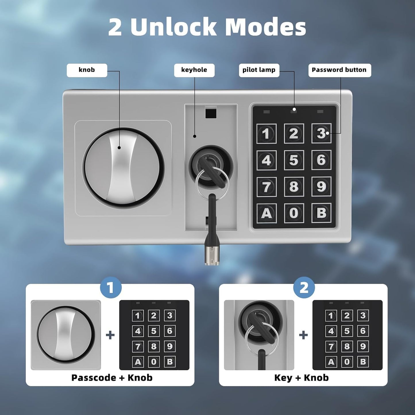 Safe with Key Lock,Anti-Theft Digital Security Lock Box with Electronic Keypad, Fire Proof Safe for Home Documents Firearm Medicine Money,0.8 Cubic Feet Lock Box，13.8"W x 9.8"D x 9.8"H