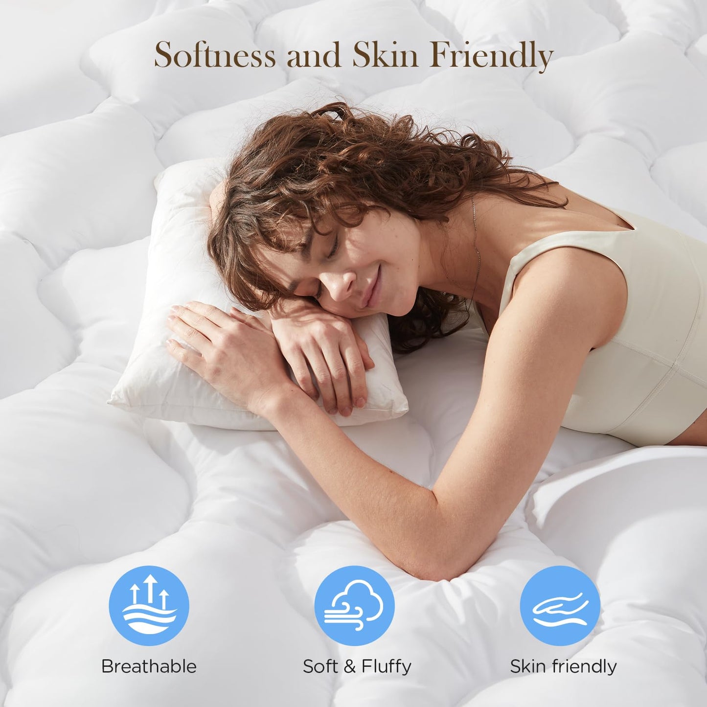 Decroom 3 Inch Memory Foam Mattress Topper Queen for Back Pain Relief, Filled with Breathable Memory Foam Pillow Topper Soft Fluffy Supportive Bed Mattress Pad, 80x60x3 in