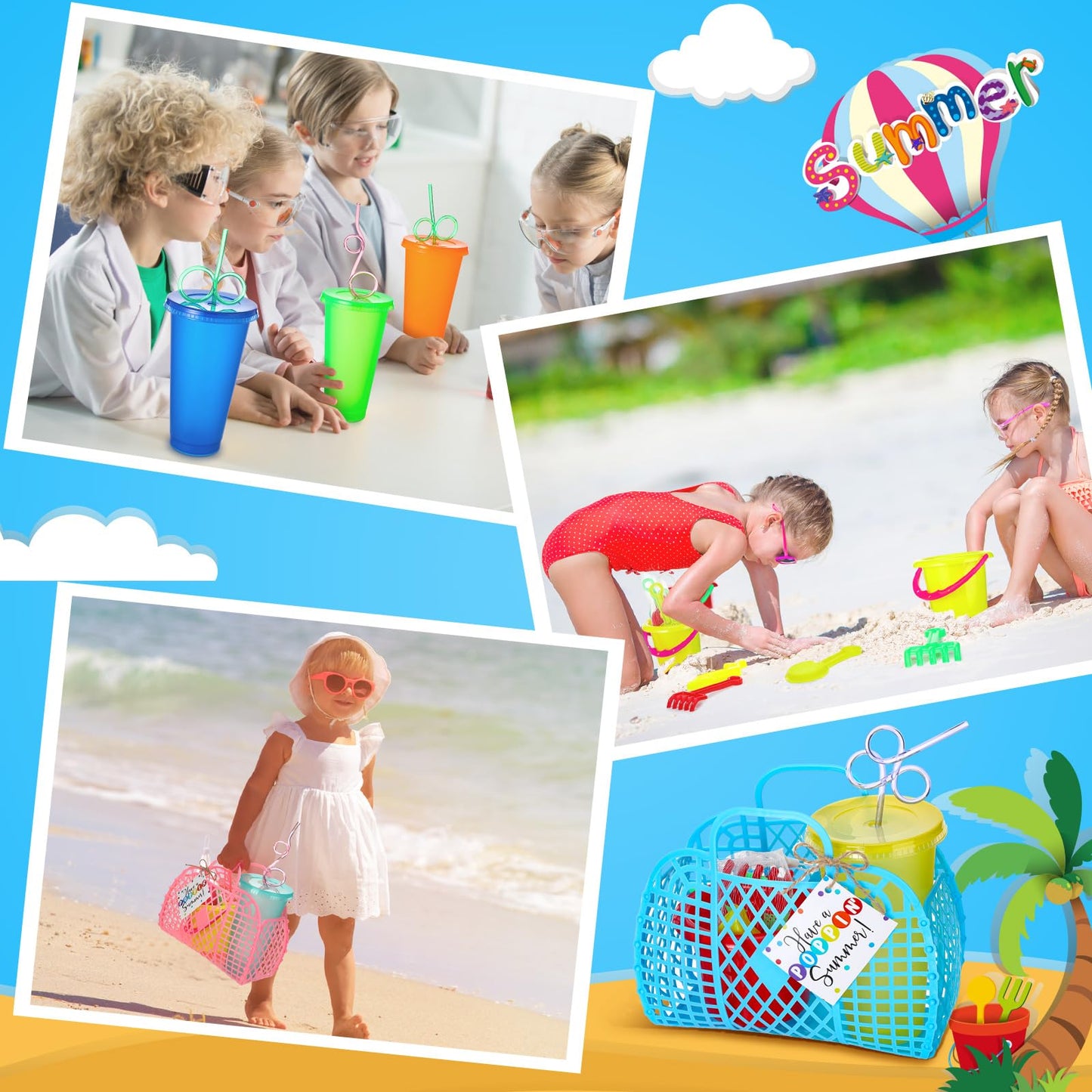 Simgoing Graduation Gifts for Kids Bulk End of Year Student Gifts from Teachers 73 Pcs Kindergarten Preschool Graduation Summer Class Party Favors with Sand Beach Buckets Bulk Basket Toys Cups Straw