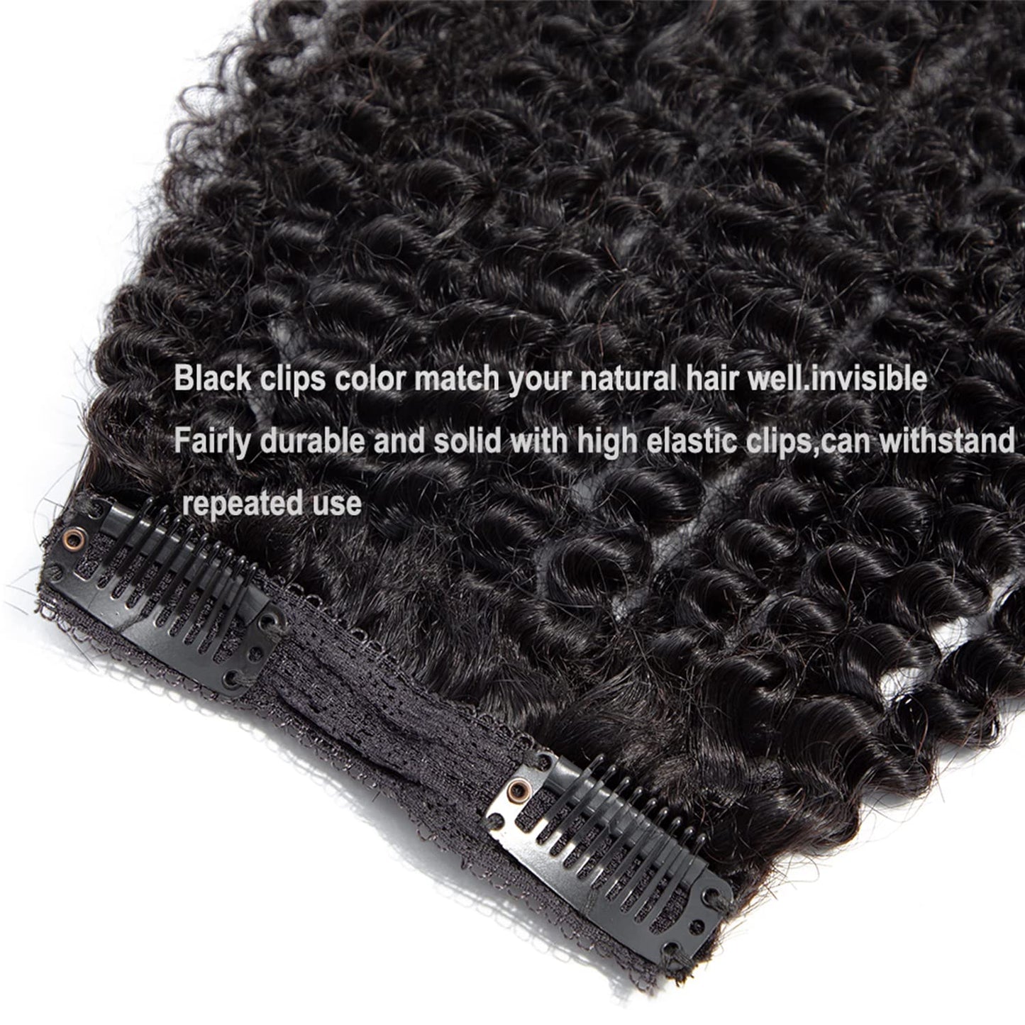 Kinky Curly Clip in Hair Extensions Real Human Hair 3C 4A Human Hair Clip in Extensions Double Weft Afro Kinky Curly Clip ins for Black Women Natural Color 7pcs 120g/Set 16Inch