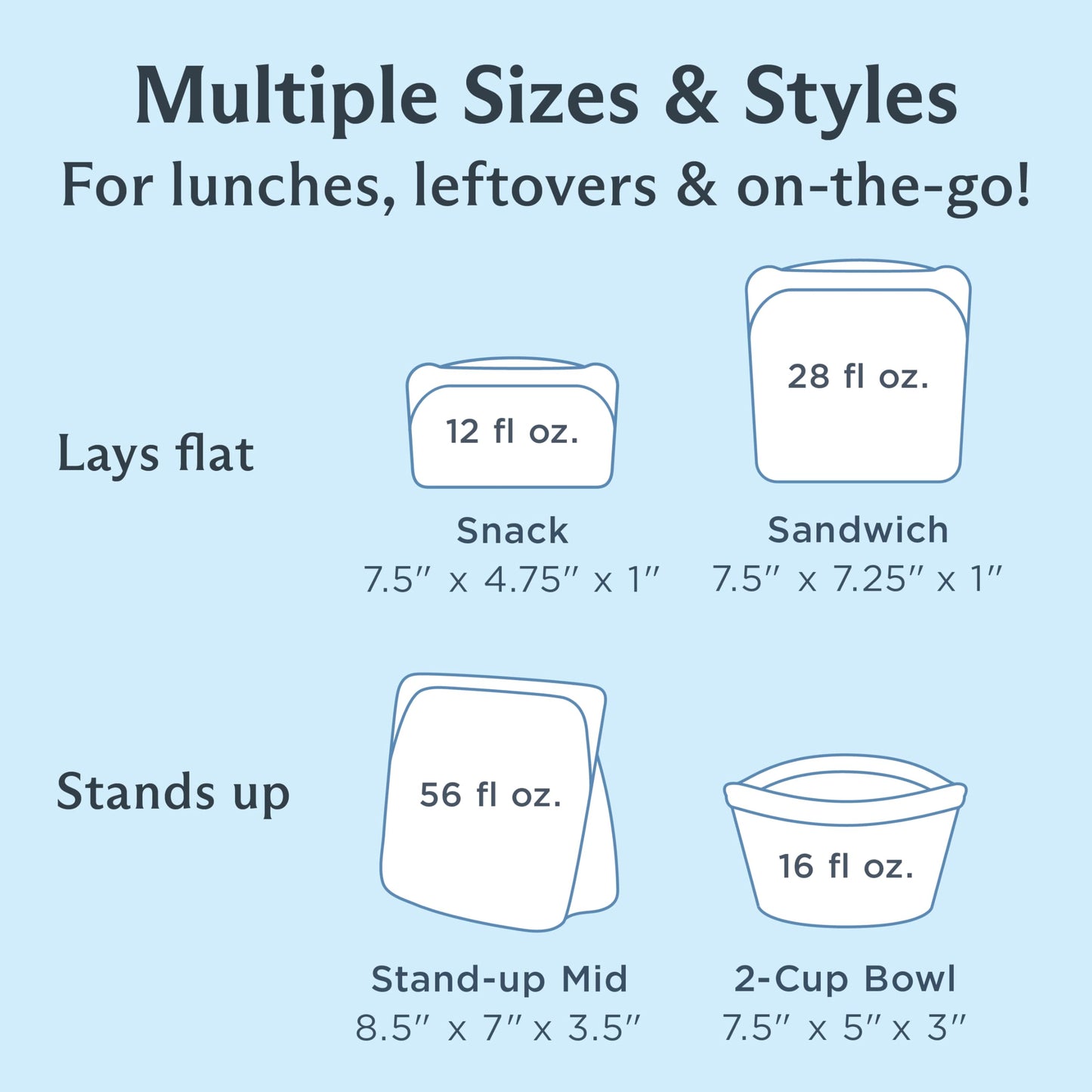 Stasher Silicone Reusable Storage Bags, 4-Pack Starter Kit, Reusable Freezer Bags, Microwave, Dishwasher, Oven Safe, Sous Vide, Premium Lunch Containers, Eco Friendly, Food Storage Bags, Clear