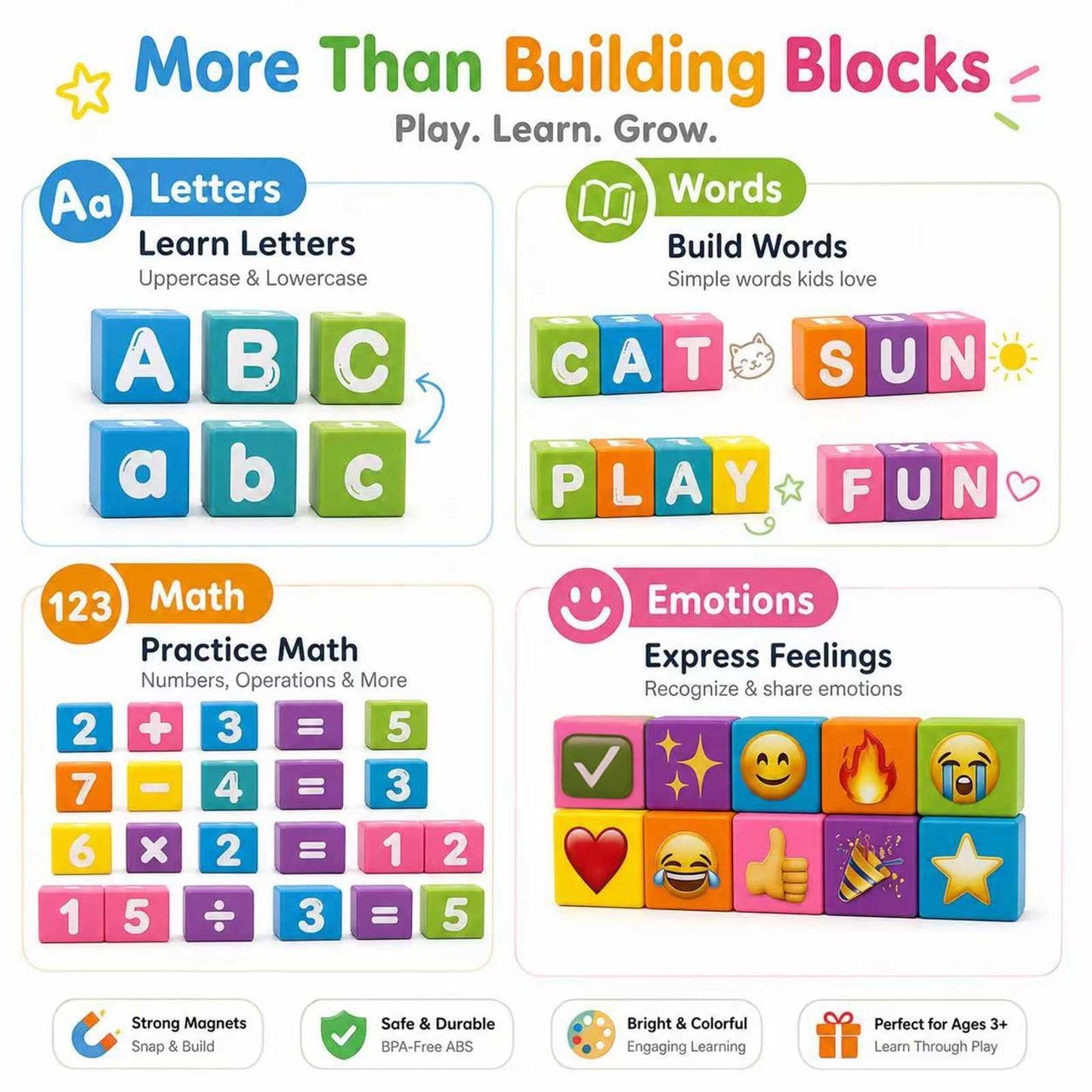 Magnetic Letters & Numbers Blocks 1 Inch Magnetic Alphablocks ABC Learning Toys Preschool Educational Gift