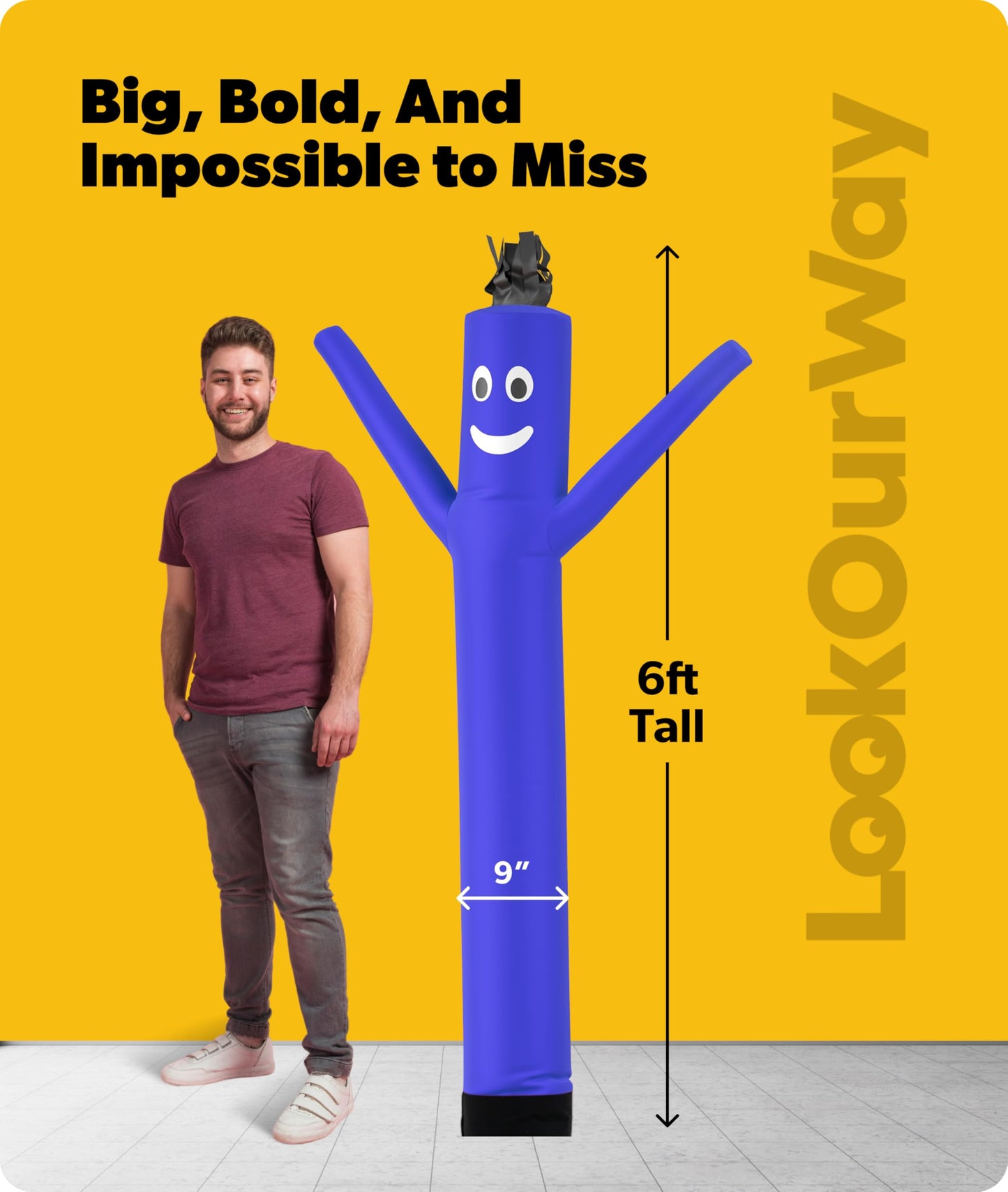LookOurWay Air Dancers Wacky Waving Inflatable Tube Man Attachment - 7 Feet Tall Advertising Air Dancer Waving Man Inflatable Tube Guy - Blower Not Included - Blue