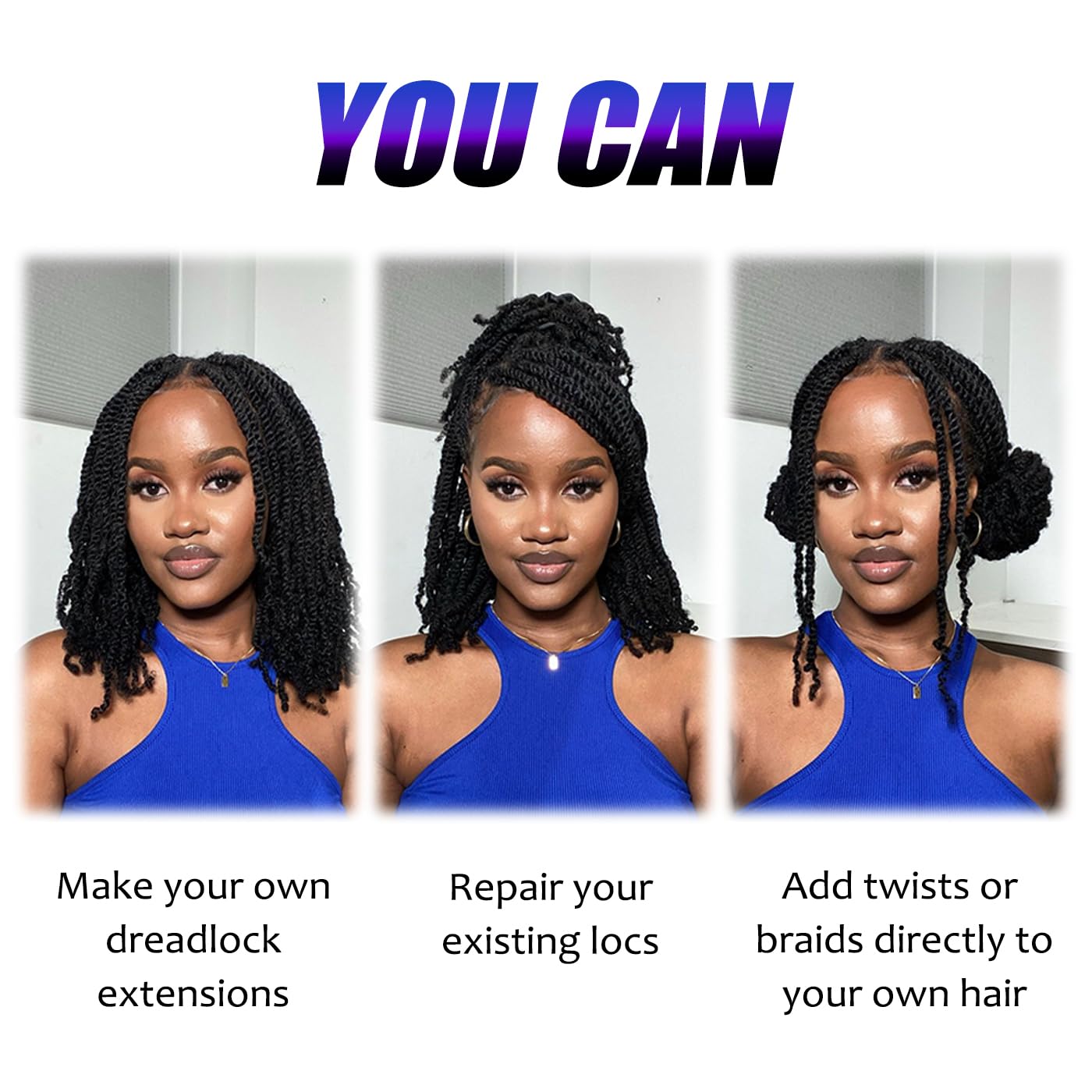 Afro Kinky Curly Human Hair Bulk for Permanent Micro Locs/Twists/Braids/Repair Locs Afro Kinky Human Hair for Locs 1 Pack 50 Gram (1B, 18inch)
